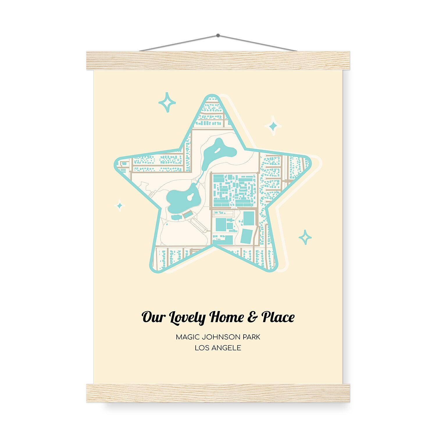 Magic Johnson Park Los Angeles Map Wall Poster with Hangers