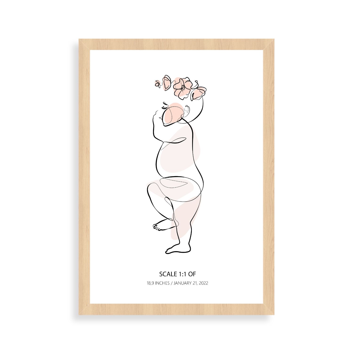Newborn Baby Sleeping Line Art Poster