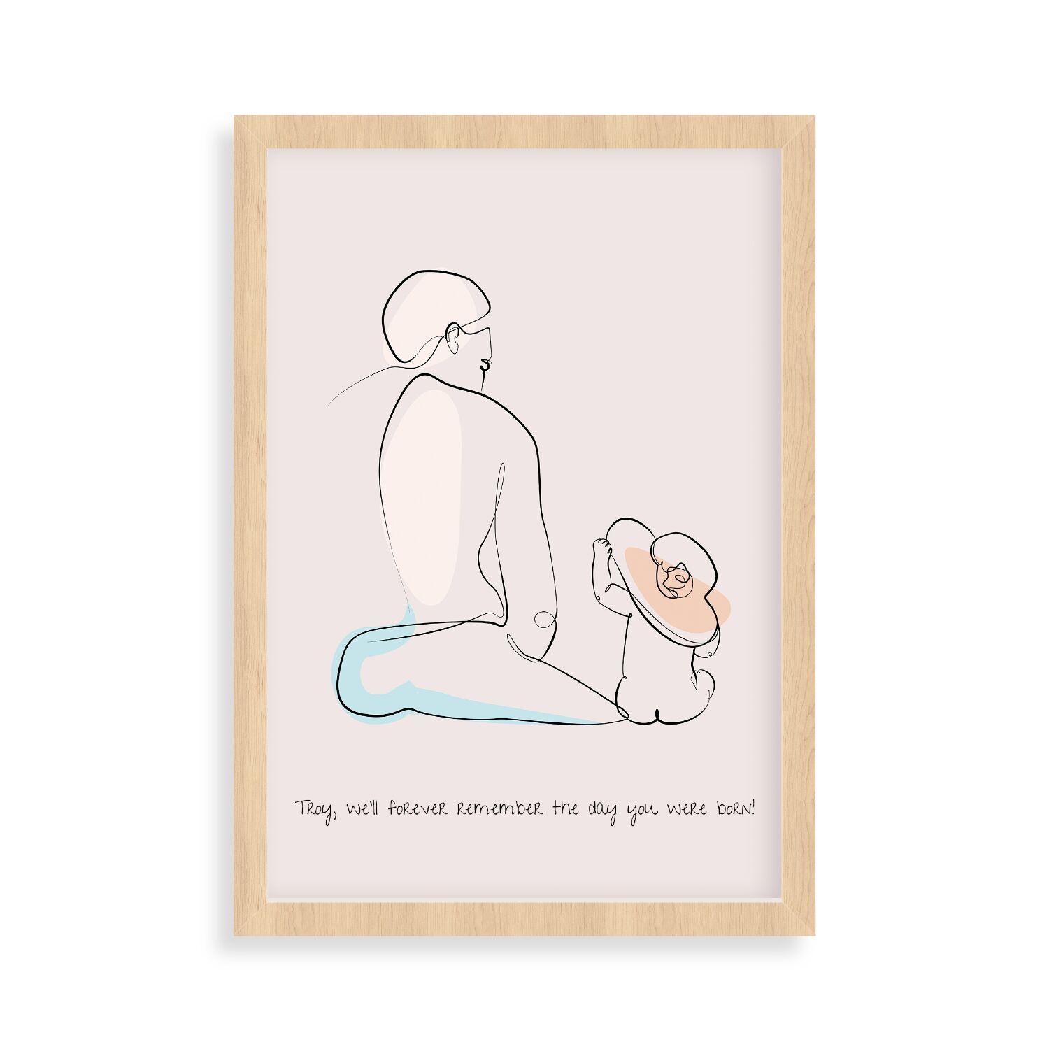 Dad and little daughter Premium Matte Paper Wooden Framed Poster