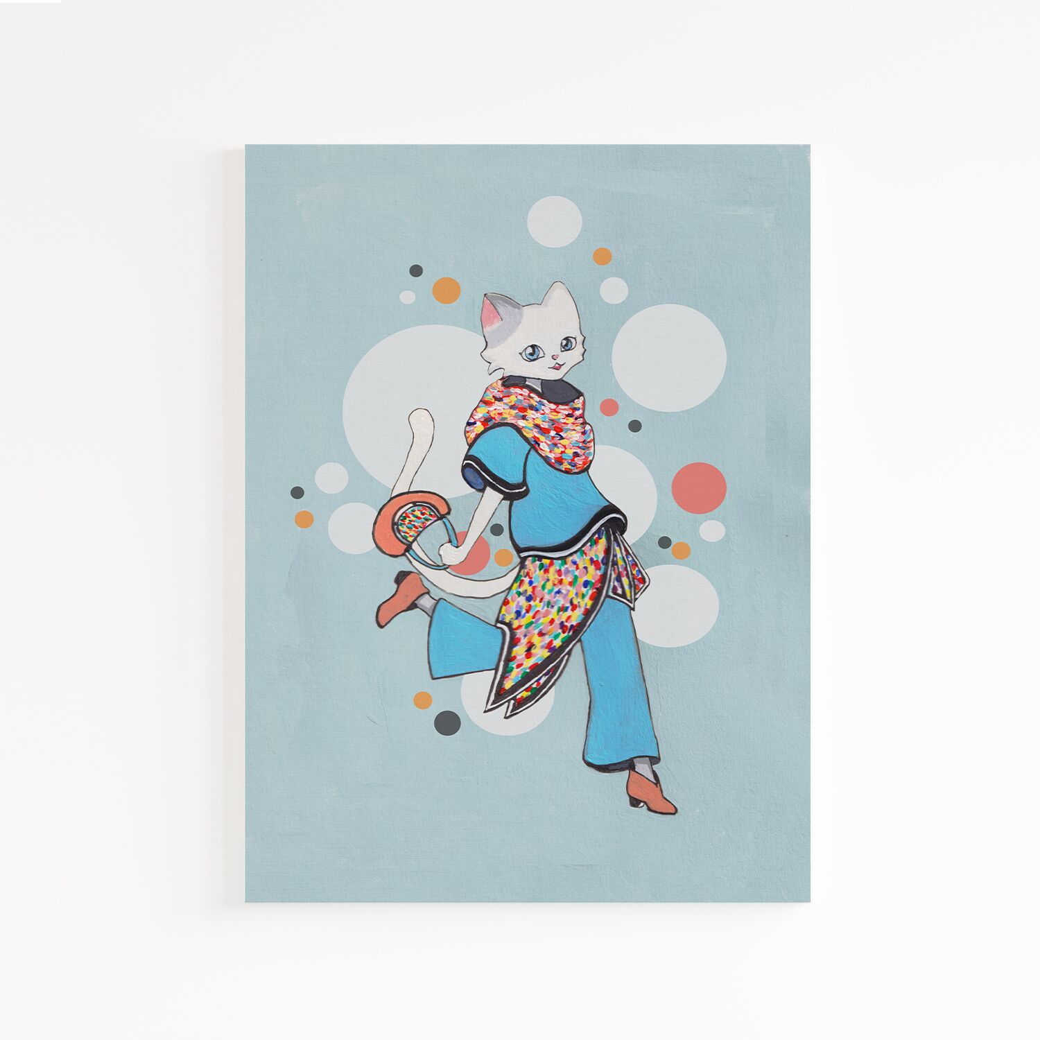 Blue Beauty Cat Girl Premium Canvas