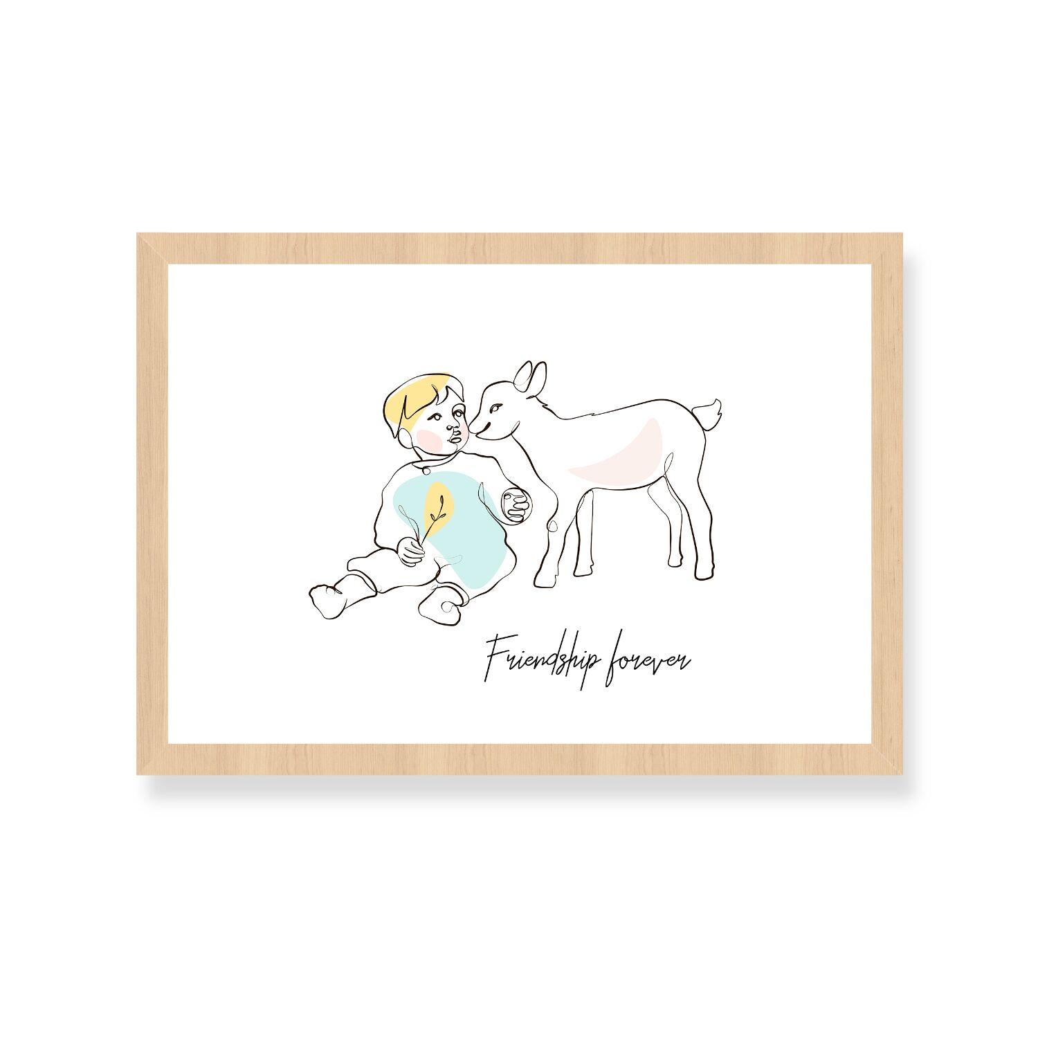 Friendship Forever Between Boy And His Friend Premium Matte Paper Wooden Framed Poster