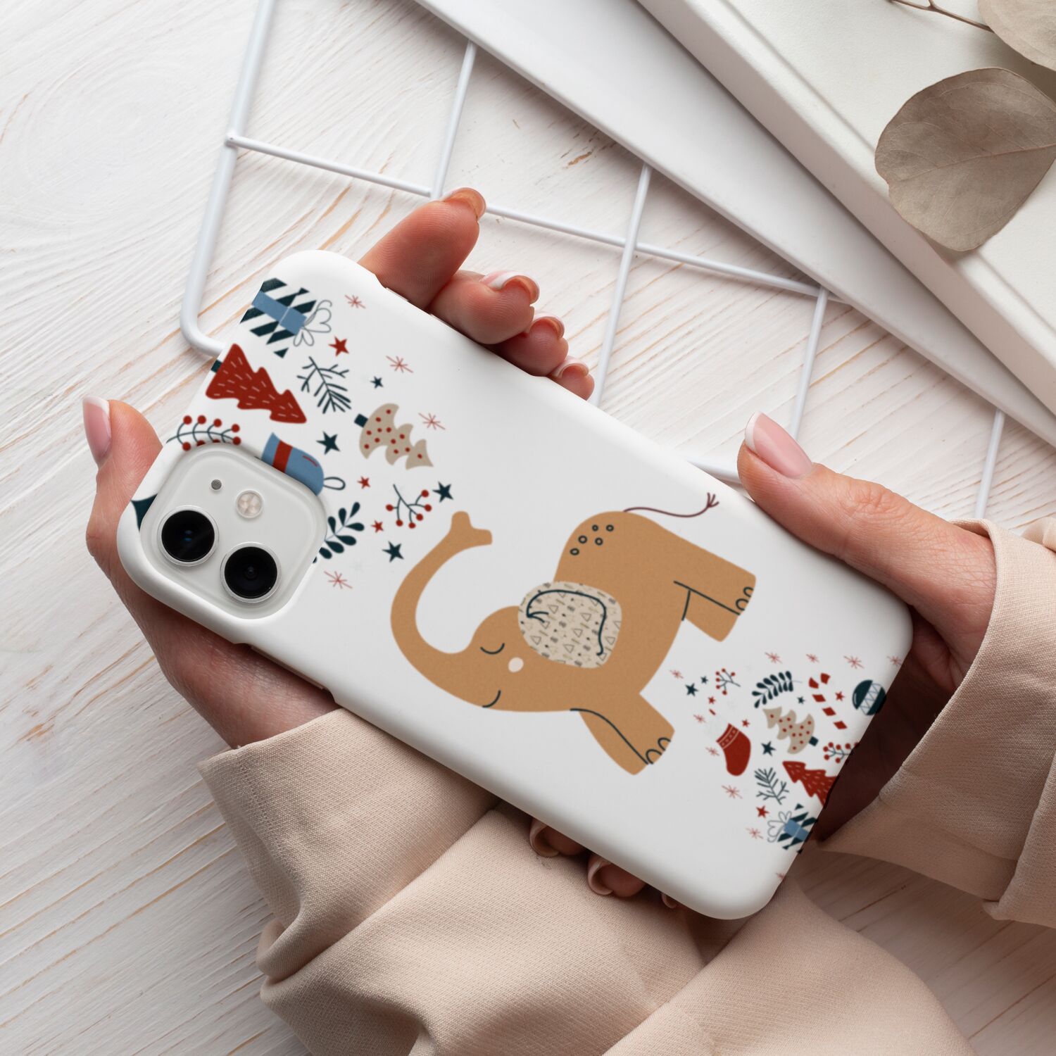 Orange Elephant With Christmas Pattern Touch Case - Image 5