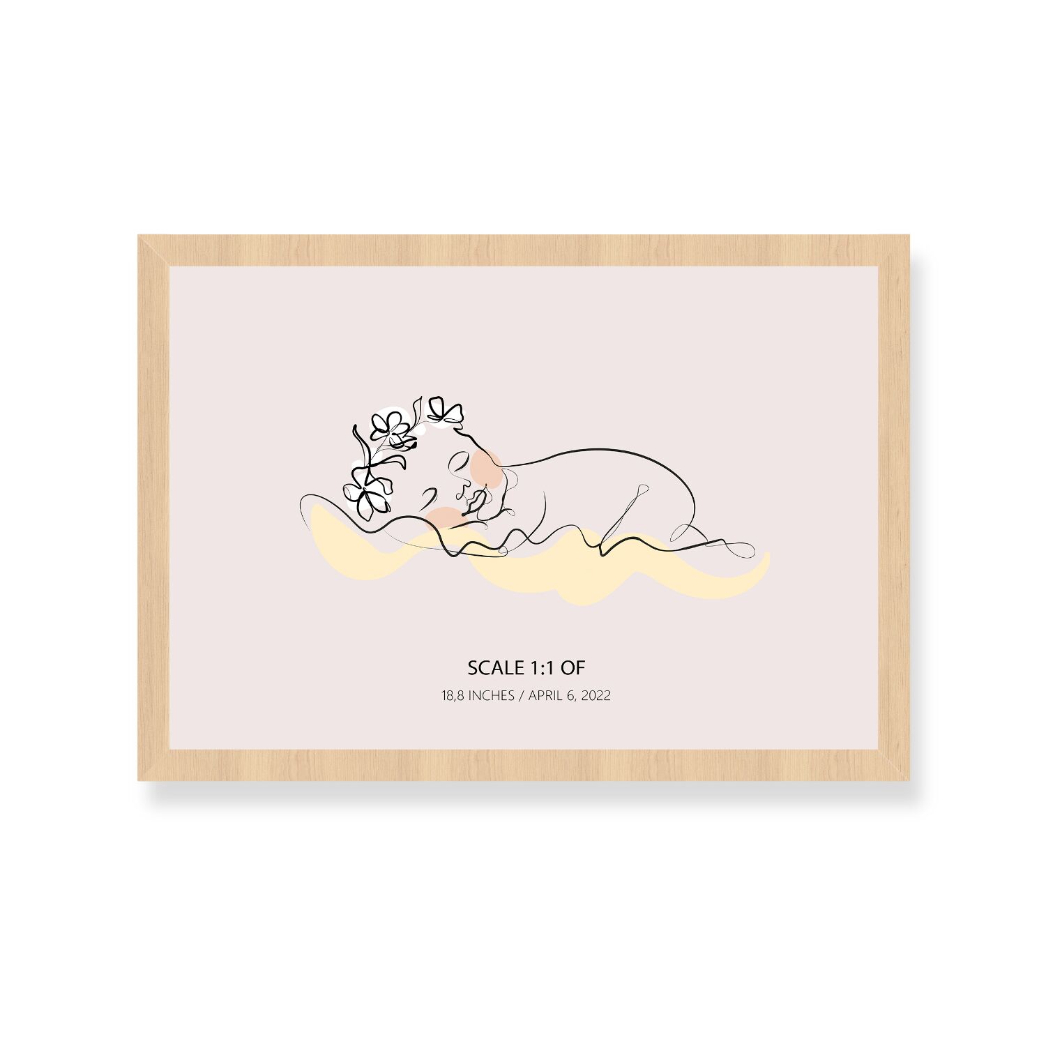 Newborn Baby Girl Sleeping Line Art Poster