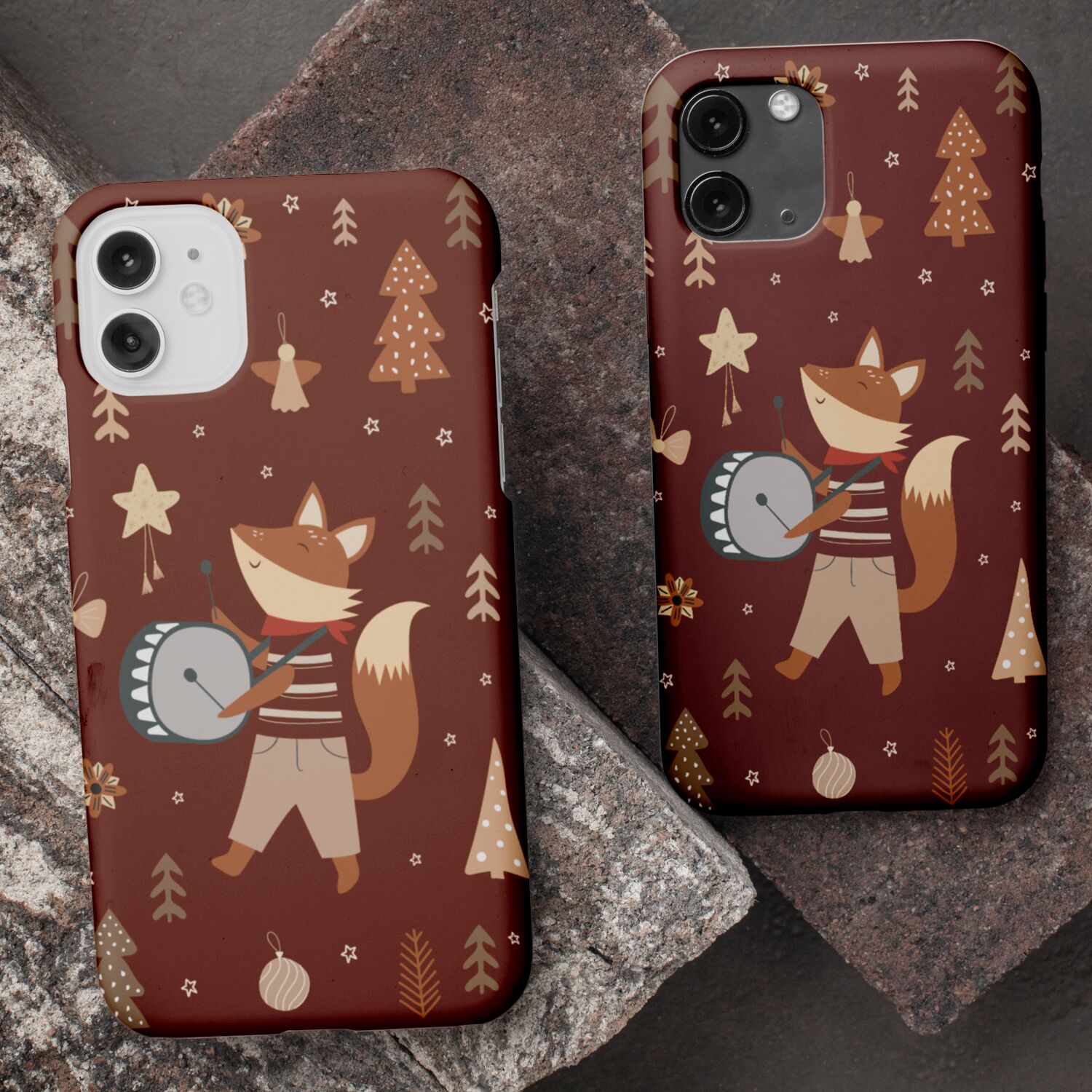 Fox Musician Playing Drum With Brown Background Touch Case - Image 5