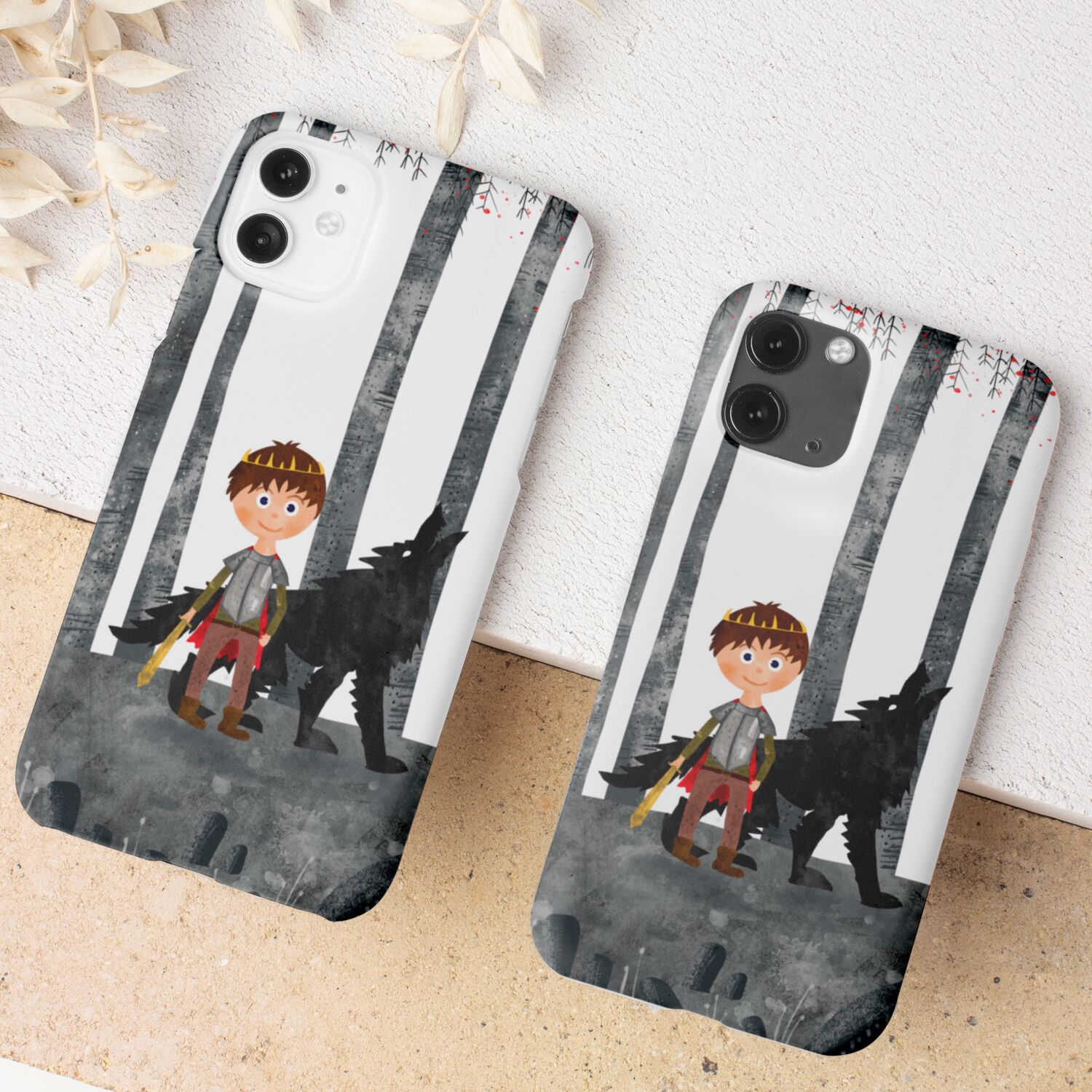 Prince And Wolf Walking Under Dark Sky Phone Case - Image 5
