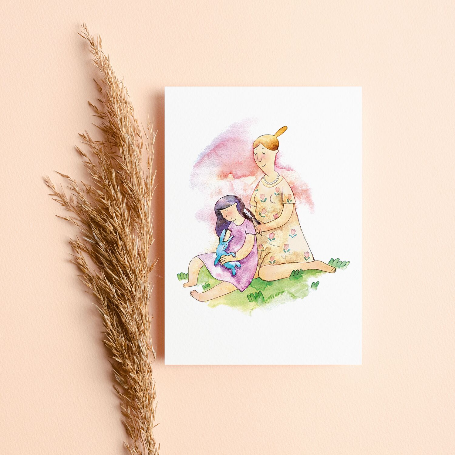 Mother Combing Her Daughter's Hair Wall Art - Image 2