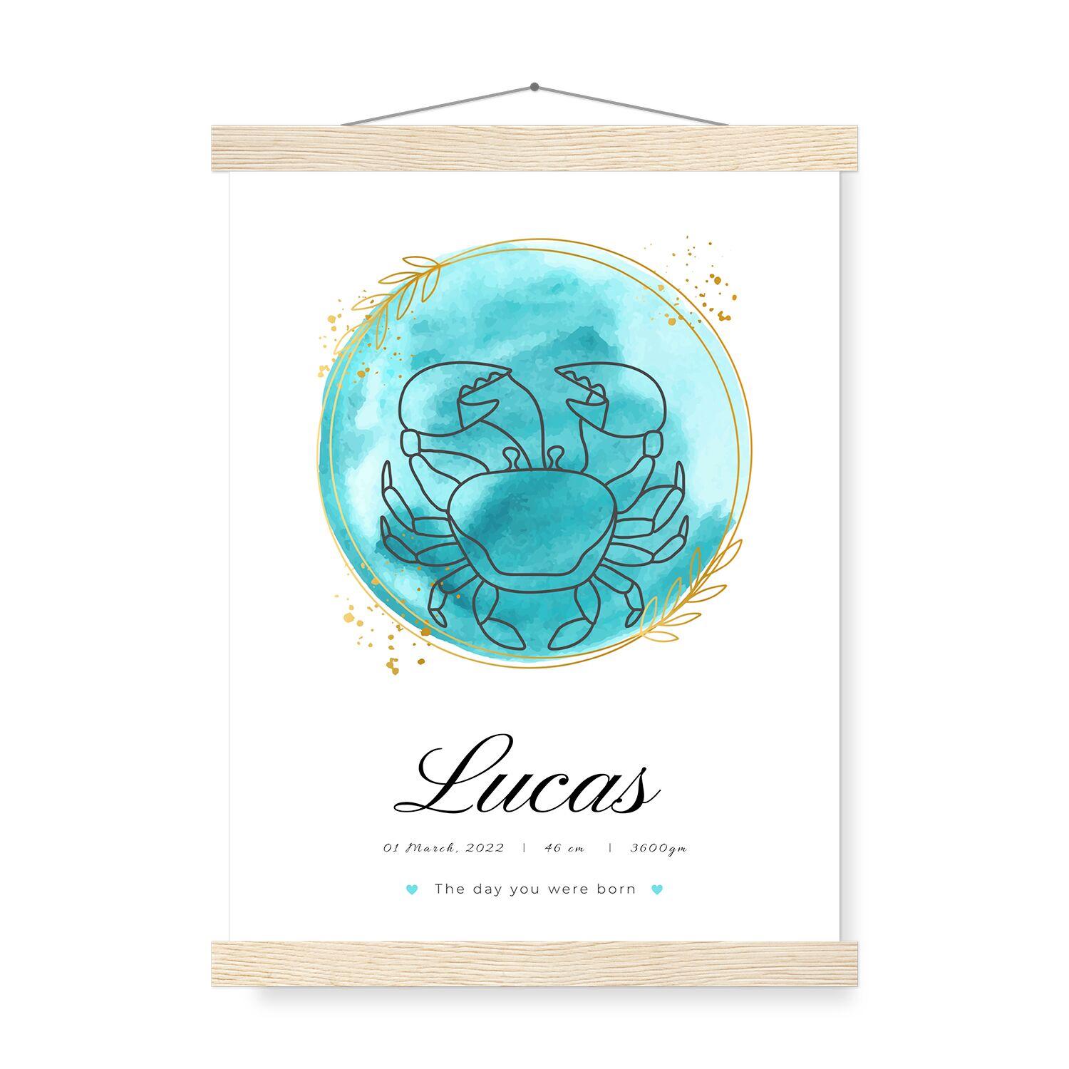 Personalized Cancer Zodiac Wall Art, Horoscope Sign Wall Poster with Hanger