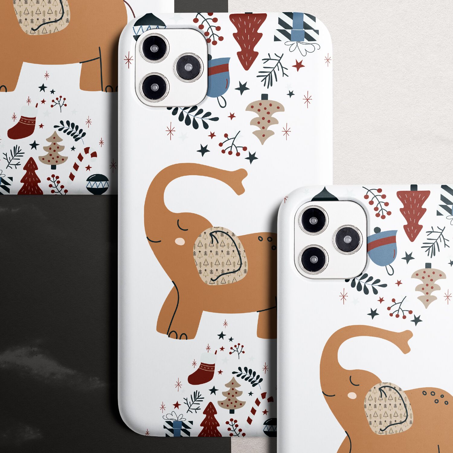 Orange Elephant With Christmas Pattern Touch Case - Image 4