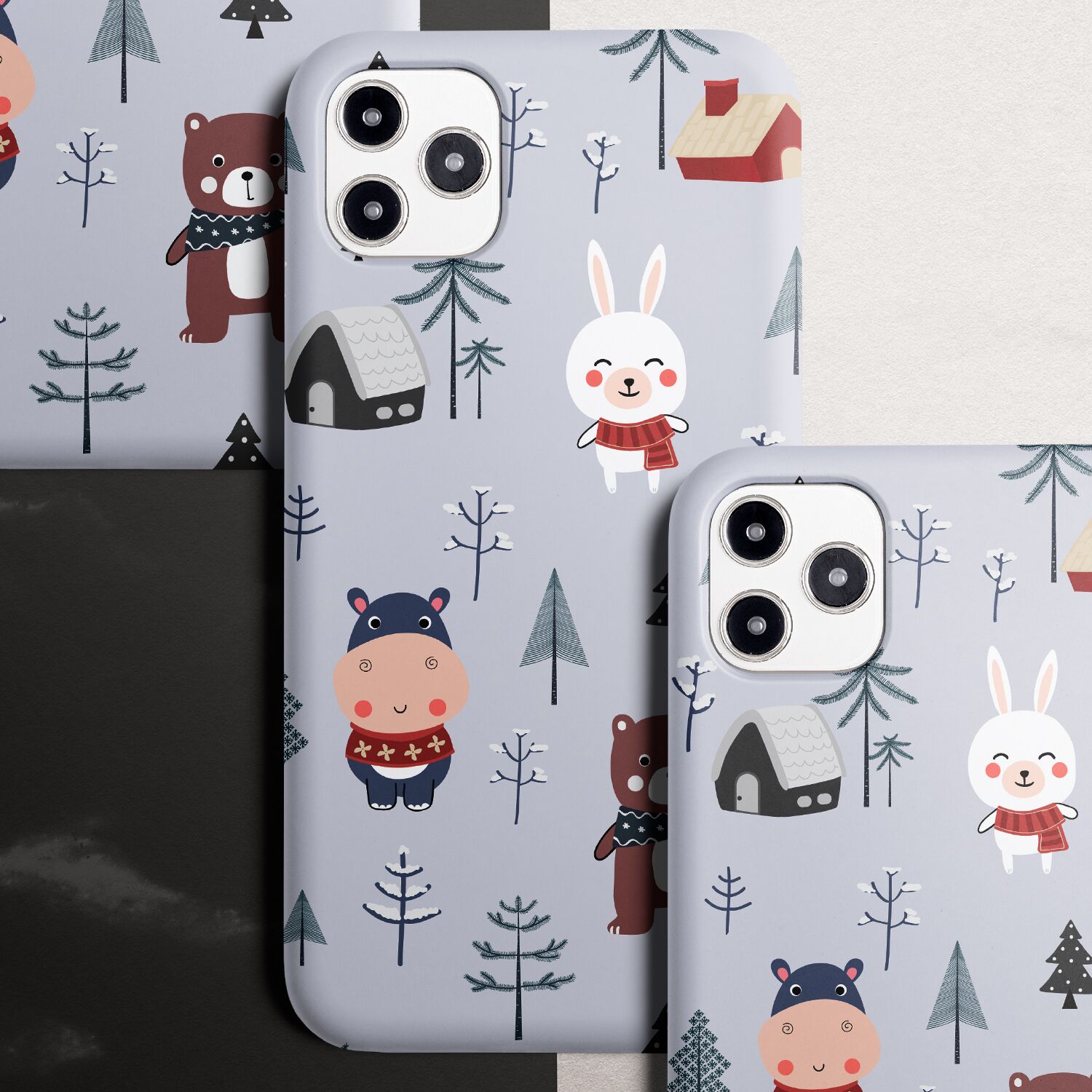 Cute Animal With Light Purple Pastel Christmas Pattern Phone Case - Image 4