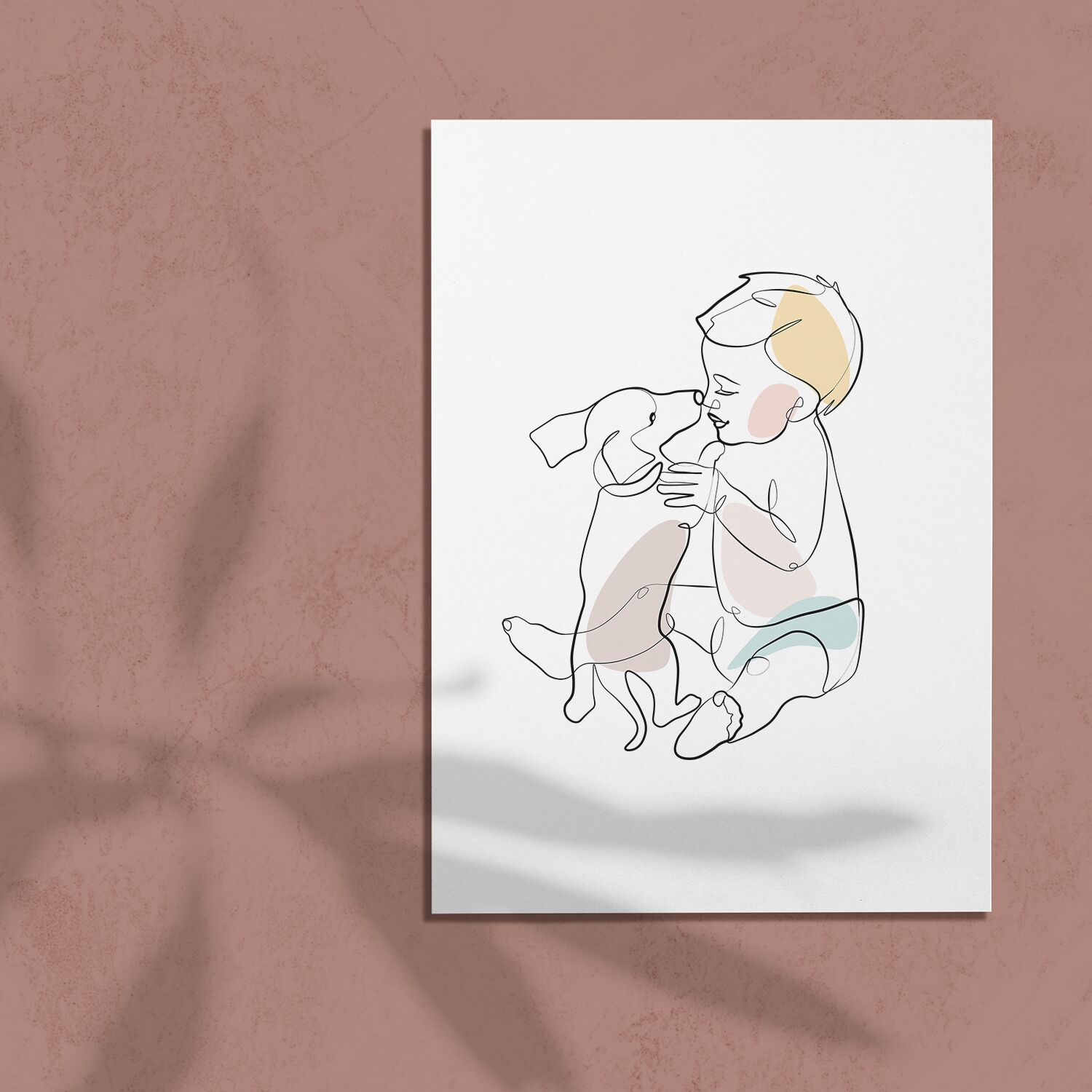 Little Boy and Dog Premium Matte Paper Wooden Framed Poster - Image 3