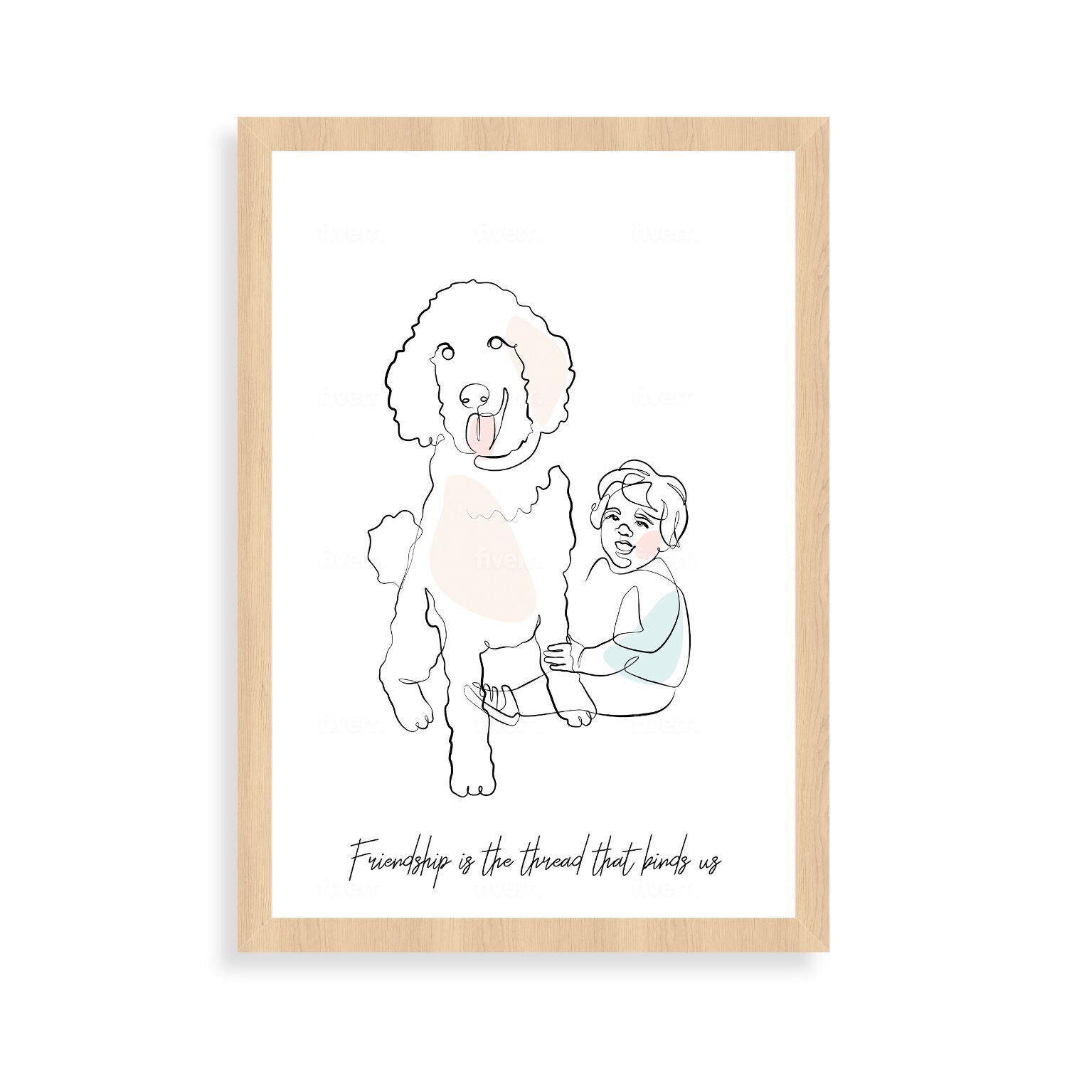 Little Boy And Big Dog Friend Forever Premium Matte Paper Wooden Framed Poster