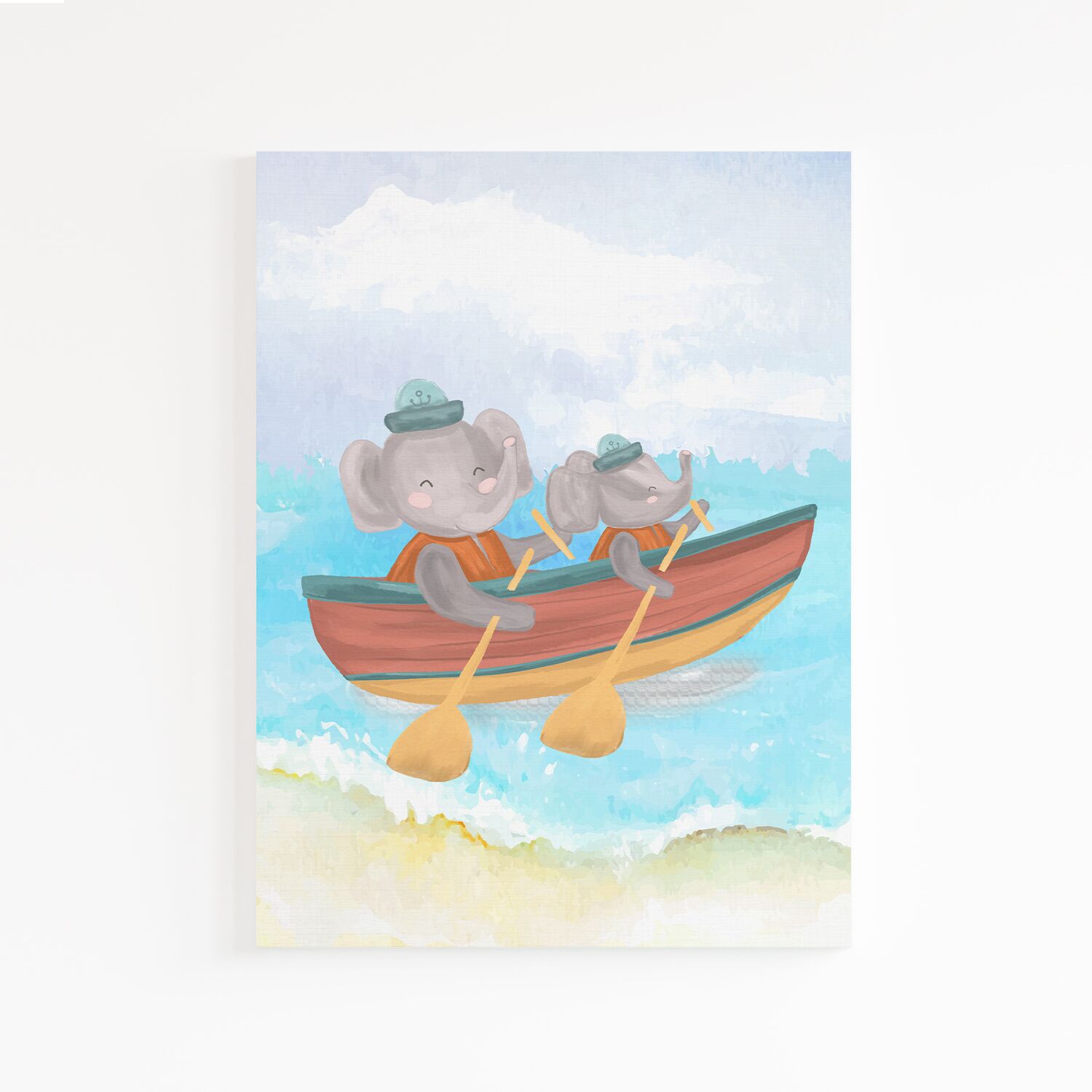Sweet Family Father And Son Rowing Premium Canvas