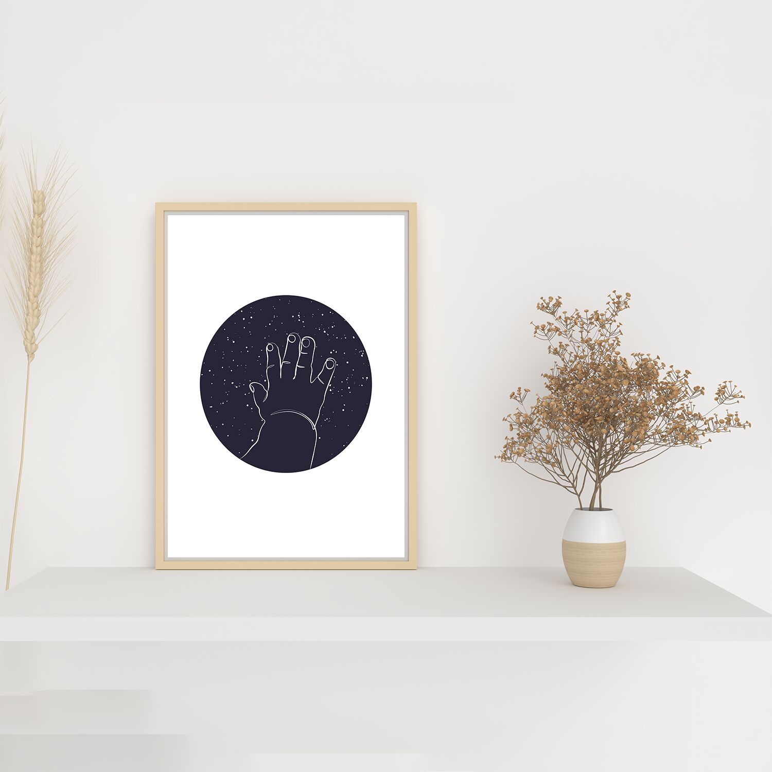 Baby Reaching Stars with Black Background Premium Matte Paper Wooden Framed Poster - Image 4