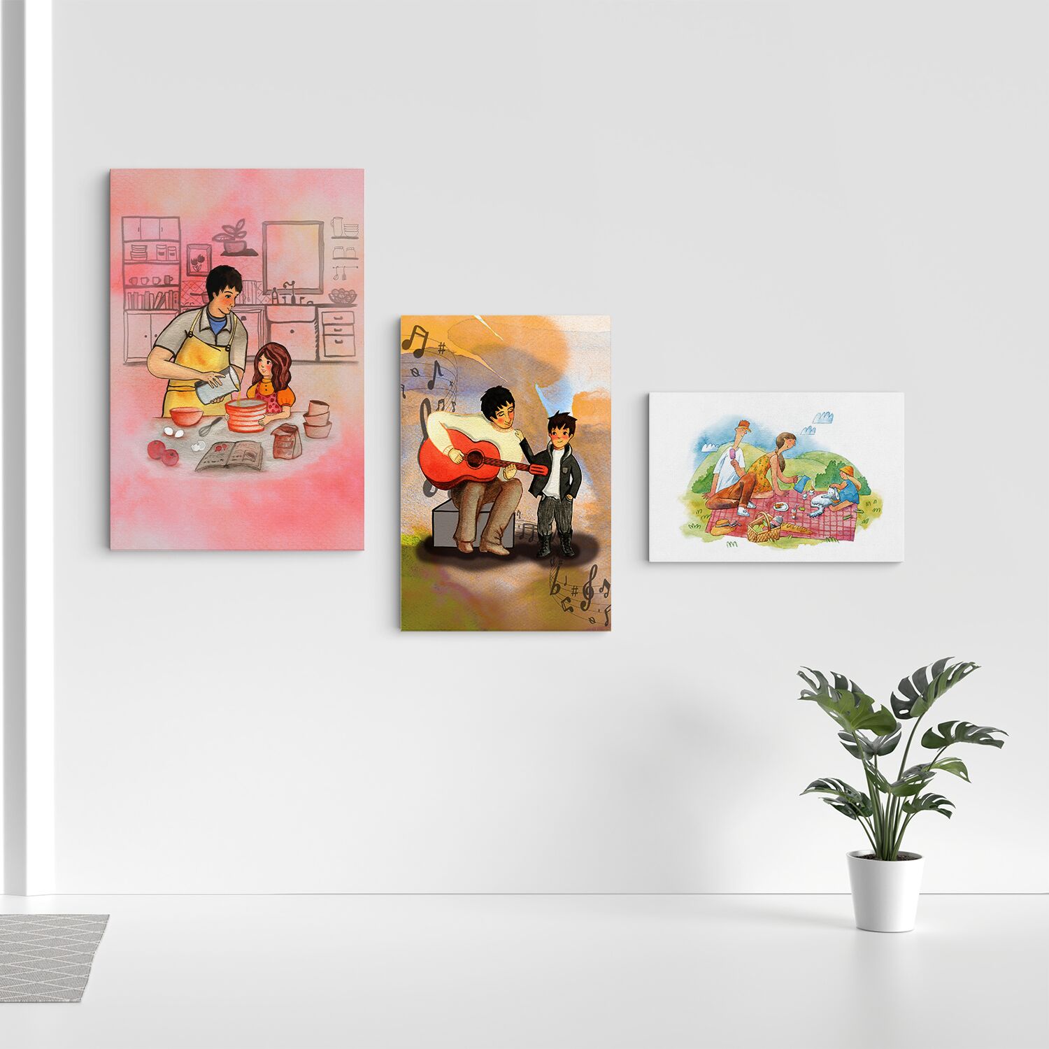 Dad And Daughter Cooking Together Wall Art Premium Canvas - Image 4