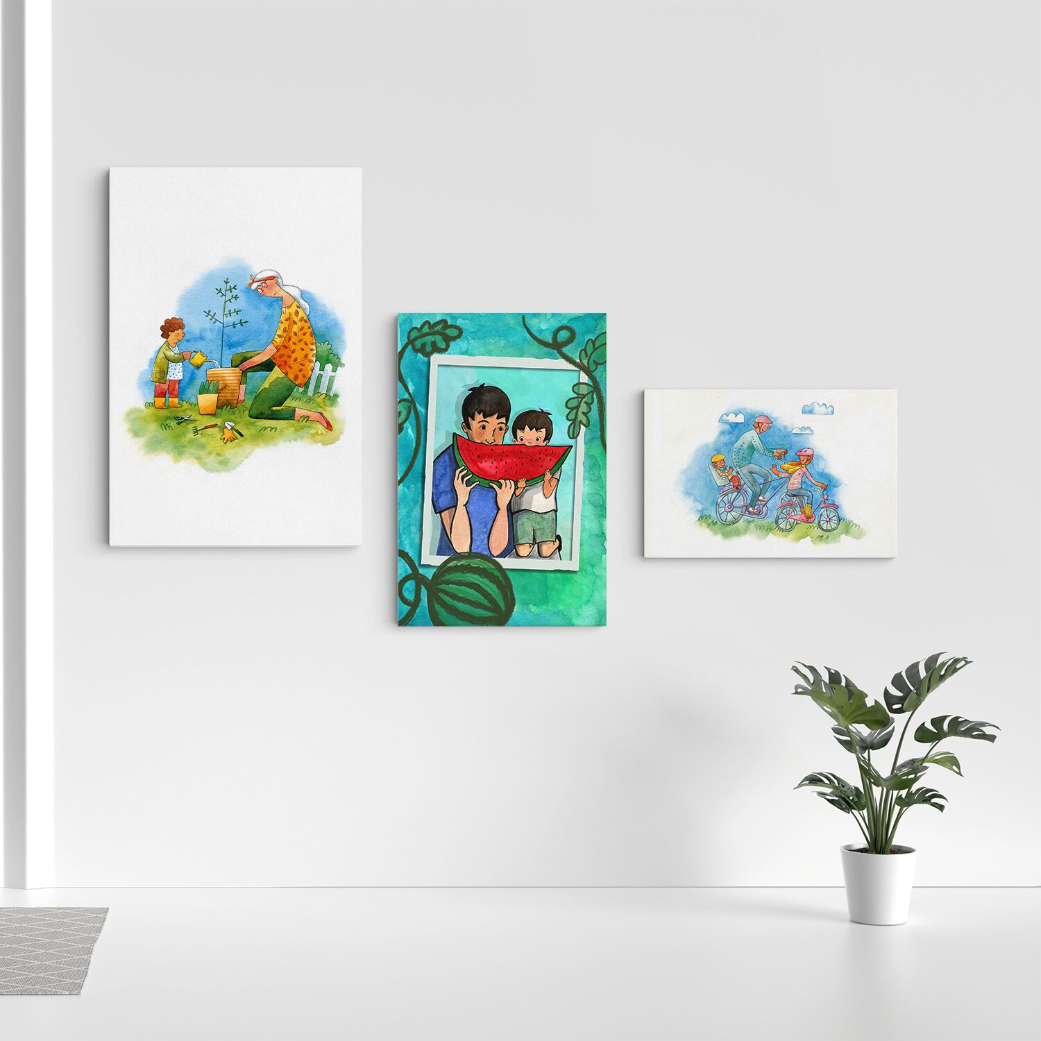 Grandmother planting with grandson Premium Canvas For Family - Image 4