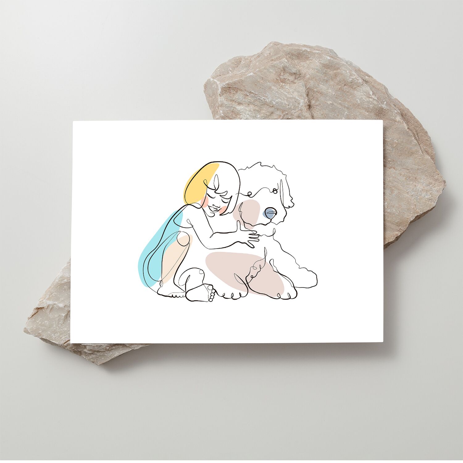 Sweet Hugs Between Little Girl And Her Dog Premium Matte Paper Wooden Framed Poster - Image 5