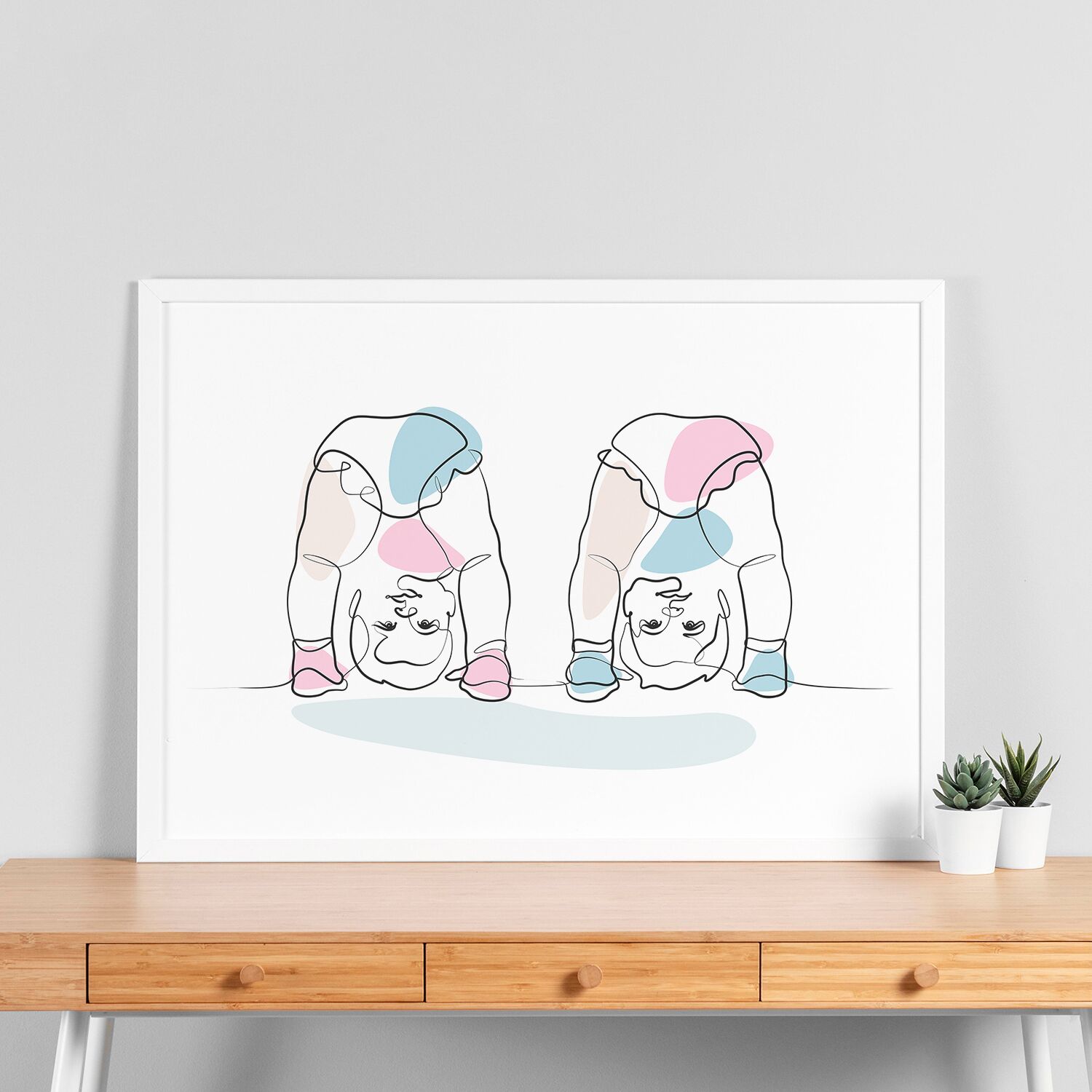 Twin Siblings Gymnastic Pose Together Framed Poster - Image 2