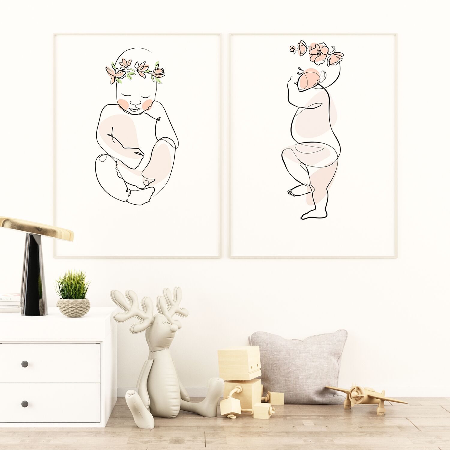Newborn Baby Sleeping Line Art Poster - Image 2