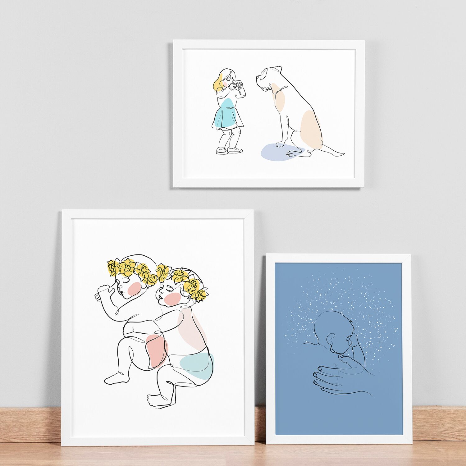 Girl Taking Picture For Her Best Friend Dog Premium Matte Paper Wooden Framed Poster - Image 4