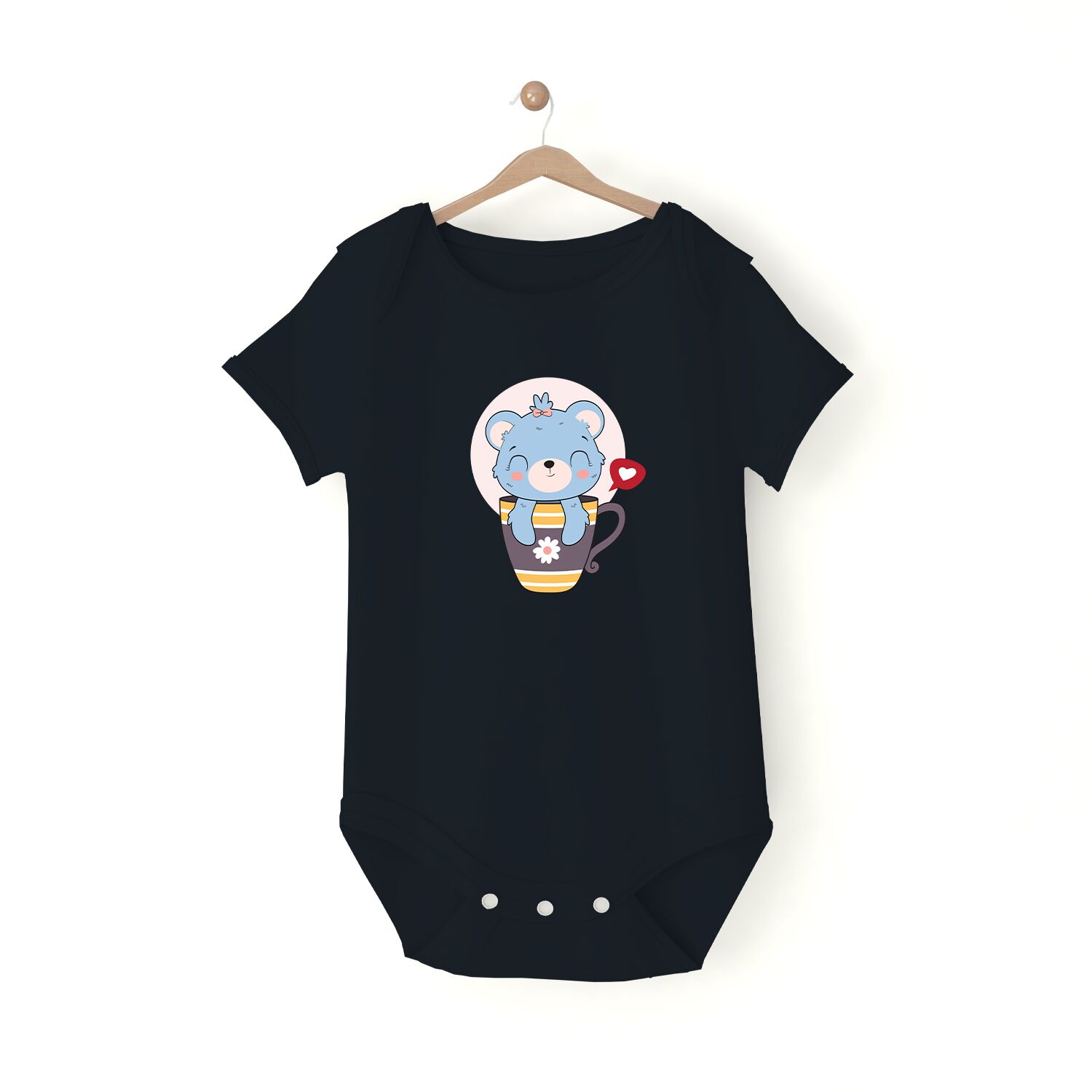 Blue Bear In Love Baby Short Sleeve One Piece - Image 3