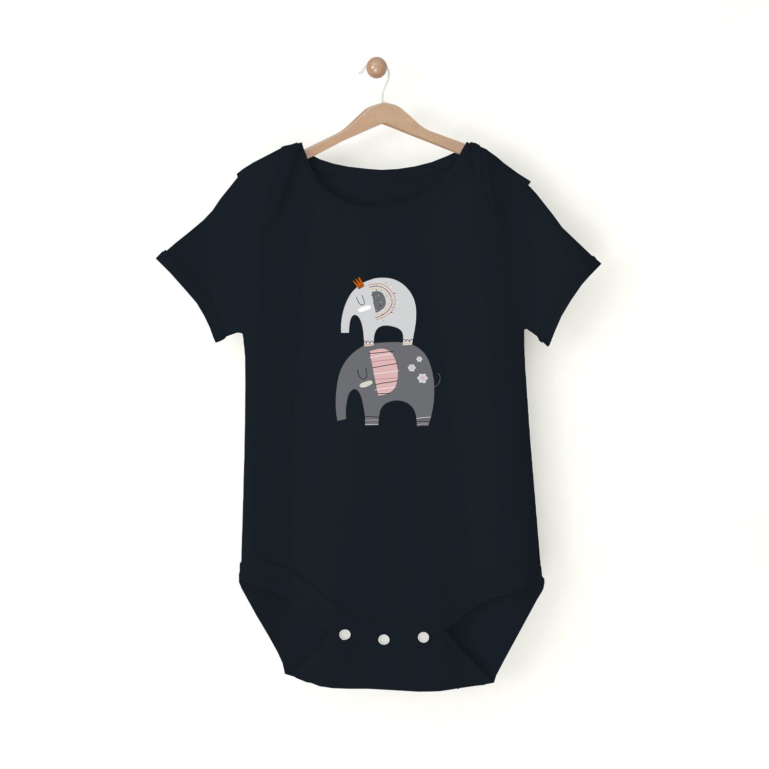 Elephant family Baby short sleeve one piece - Image 4