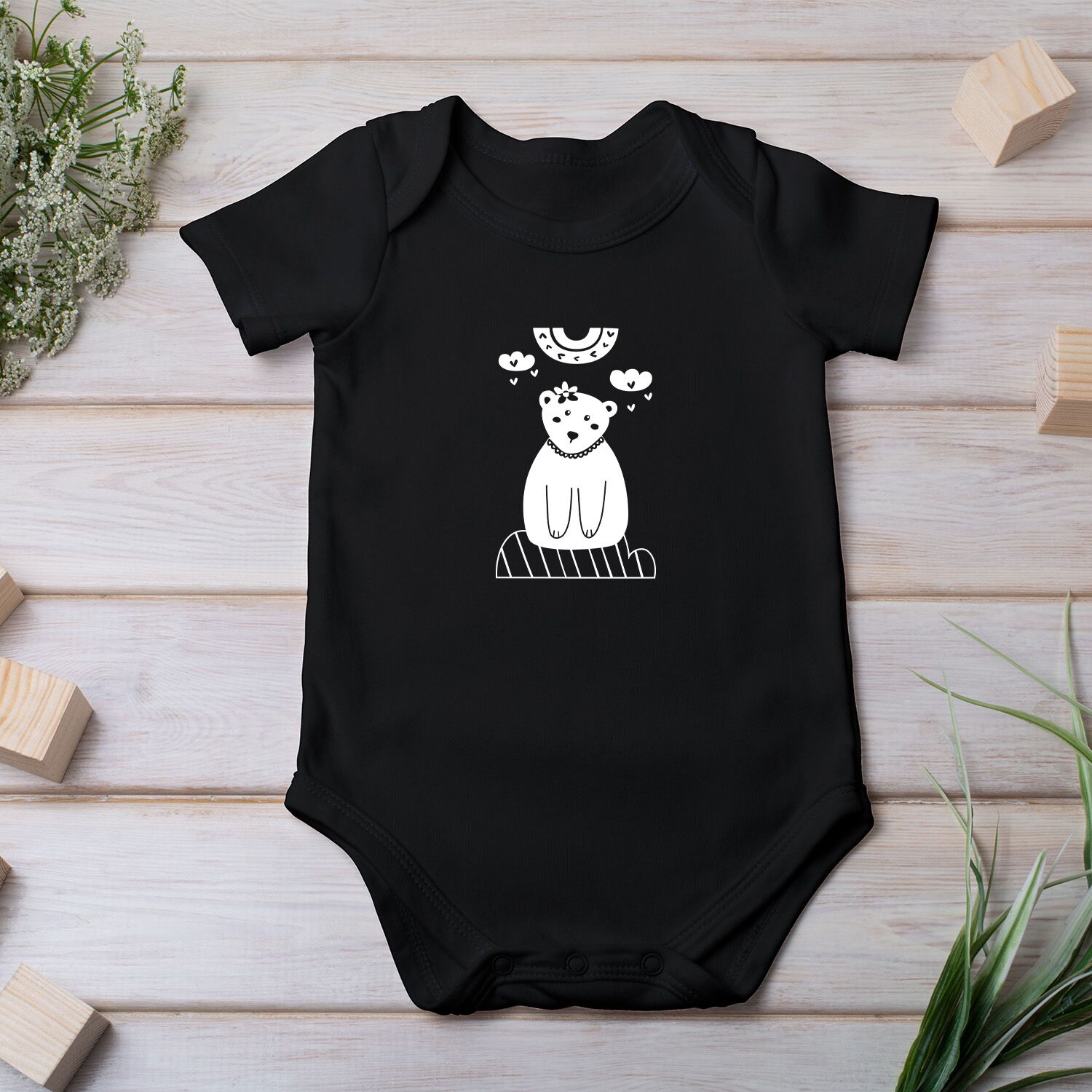 Rainbow Bear Baby Short Sleeve One Piece - Image 3