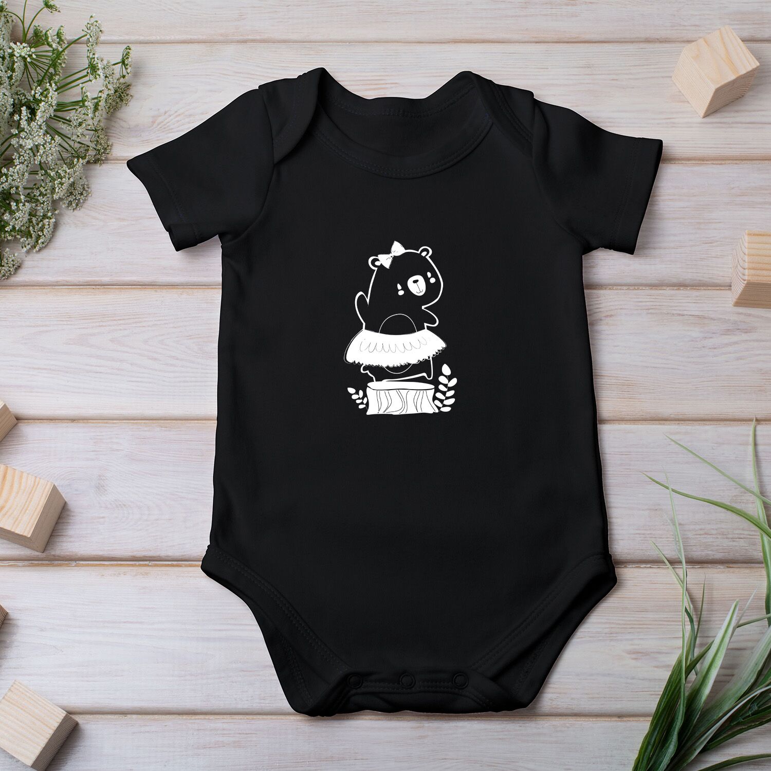 Dancer Bear Baby Short Sleeve One Piece - Image 2