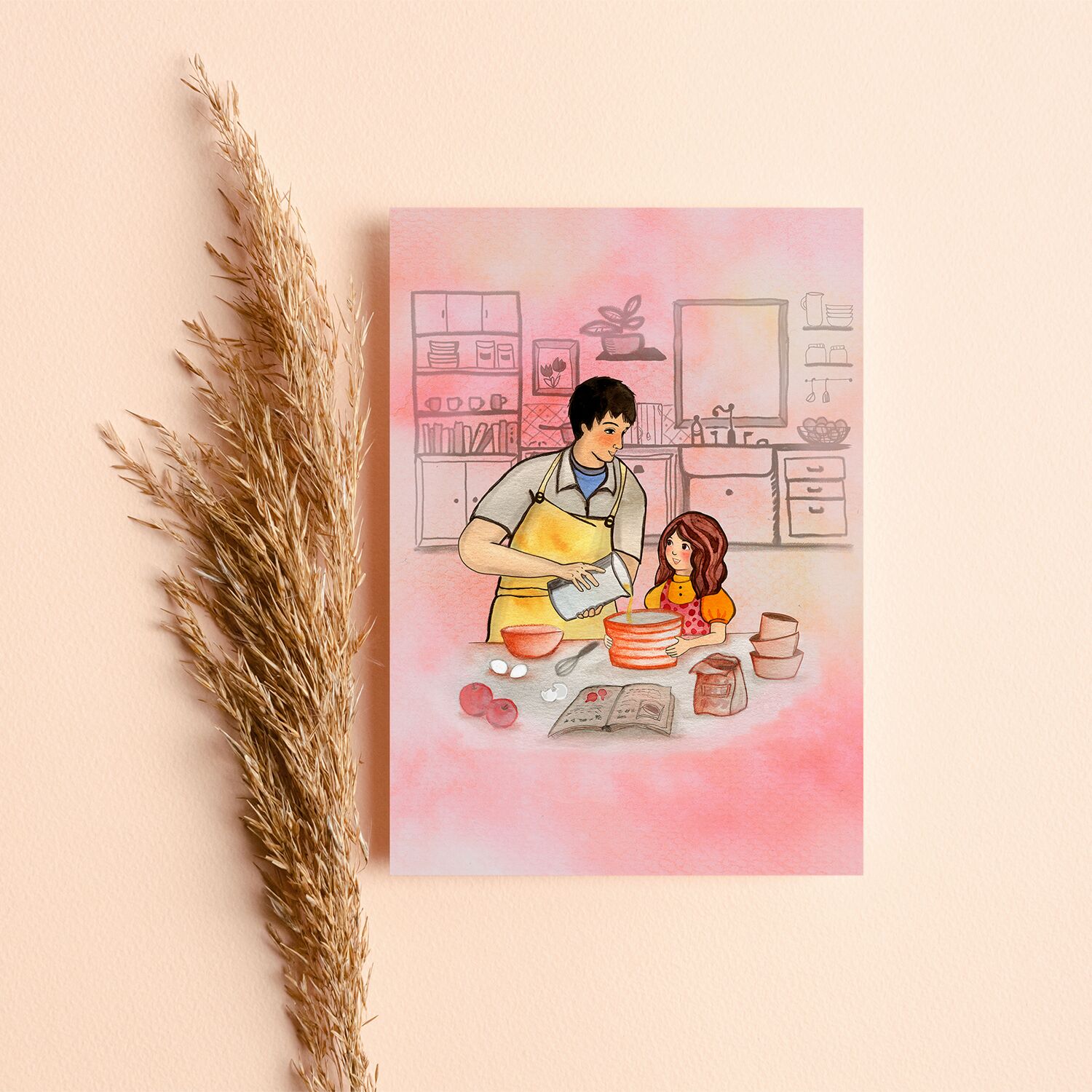 Dad And Daughter Cooking Together Wall Art Premium Canvas - Image 3
