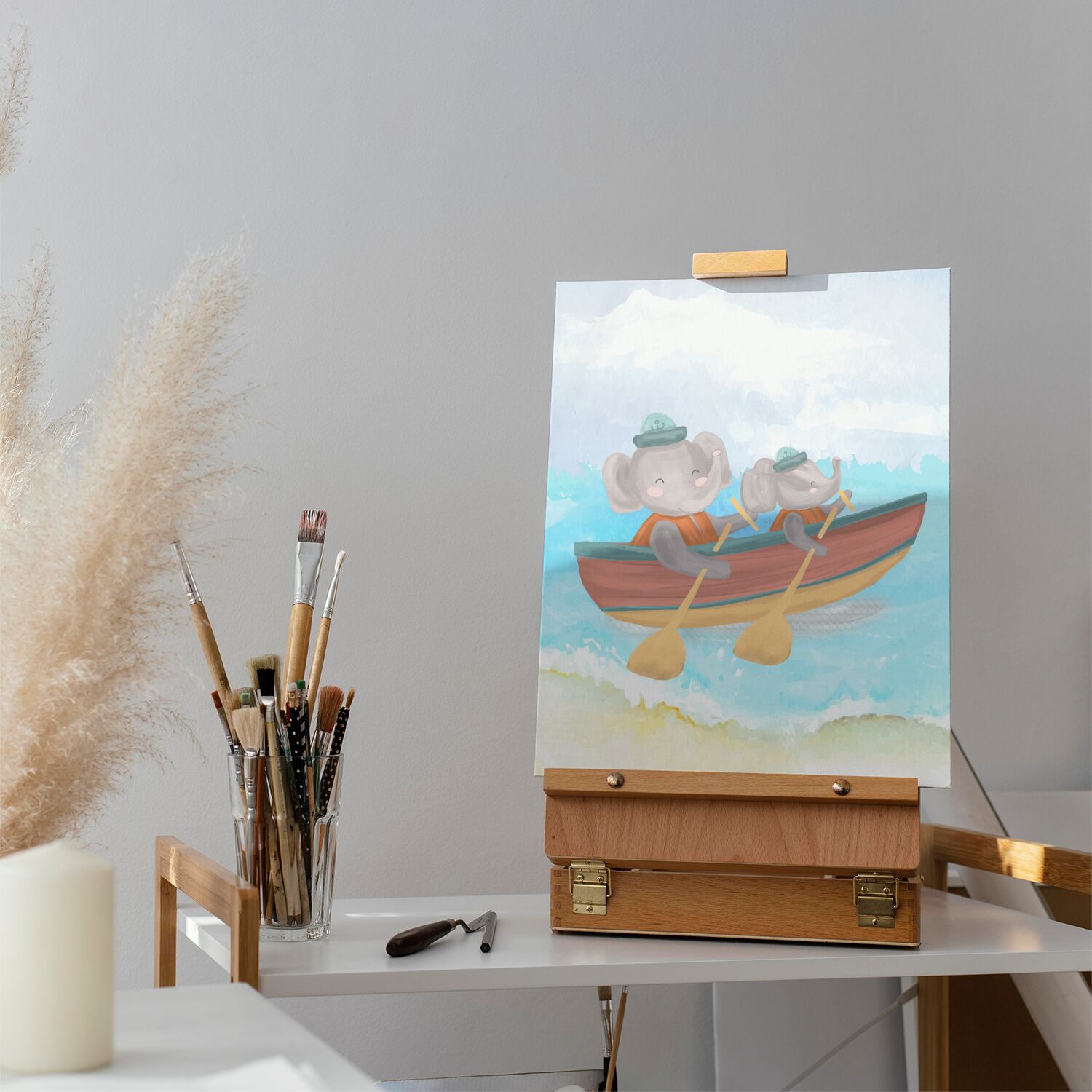 Sweet Family Father And Son Rowing Premium Canvas - Image 3