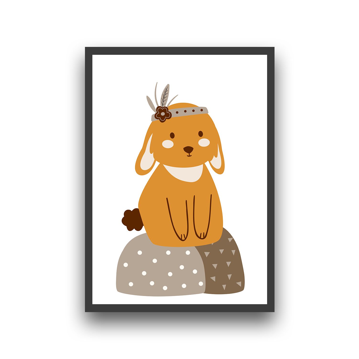Boho Dog Premium Matte Paper Wooden Framed Poster