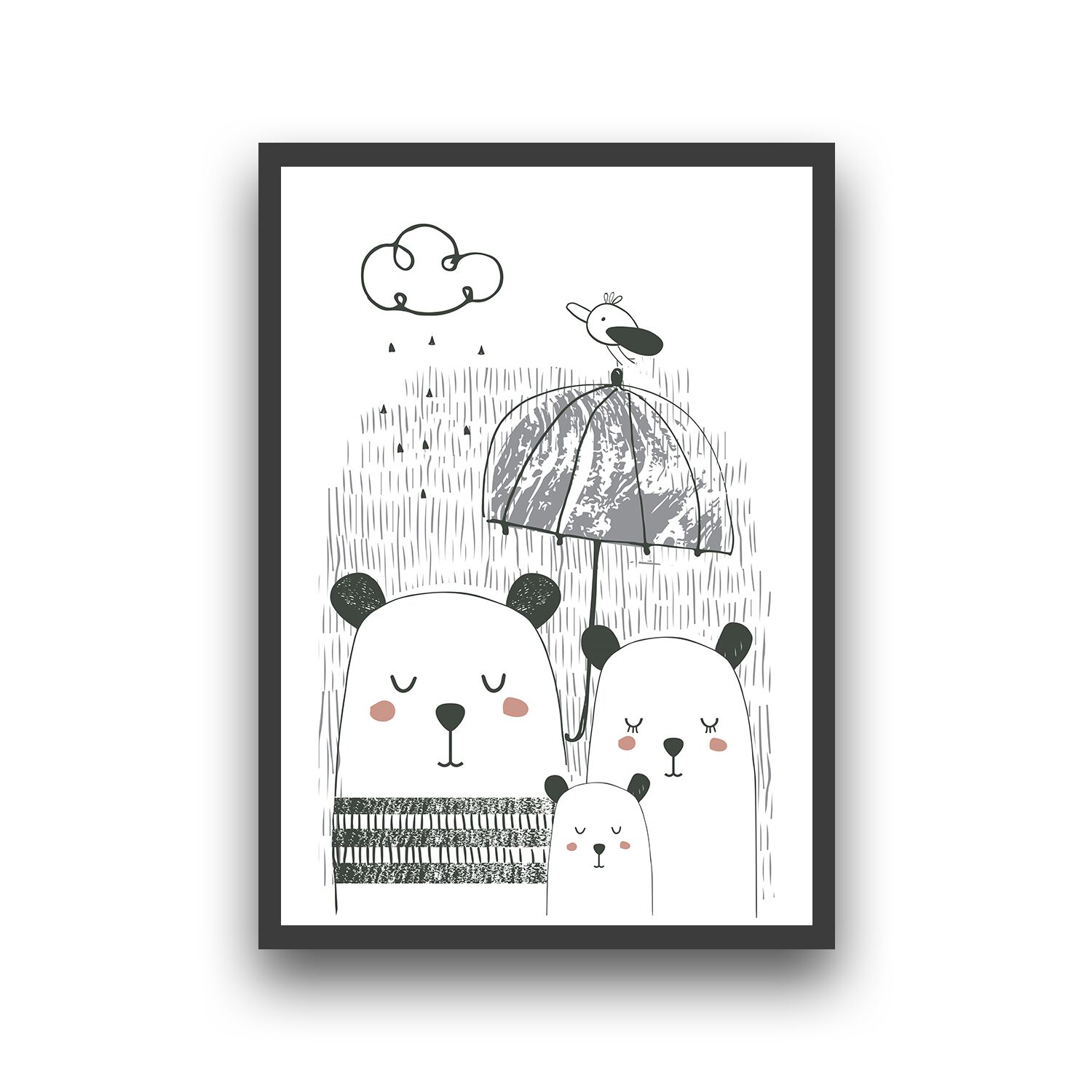Family Bear Premium Matte Paper Wooden Framed Poster