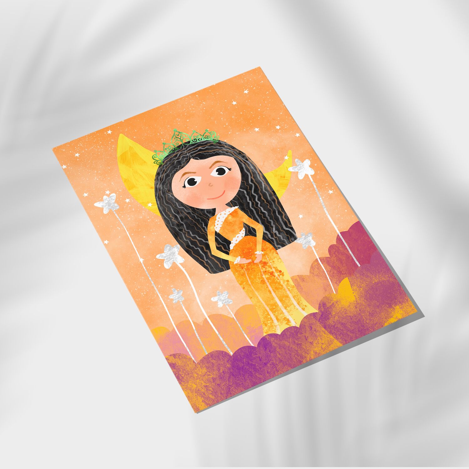 Cute Princess On Golden Clouds With Moon Personalised Wall Poster For Girls - Image 3