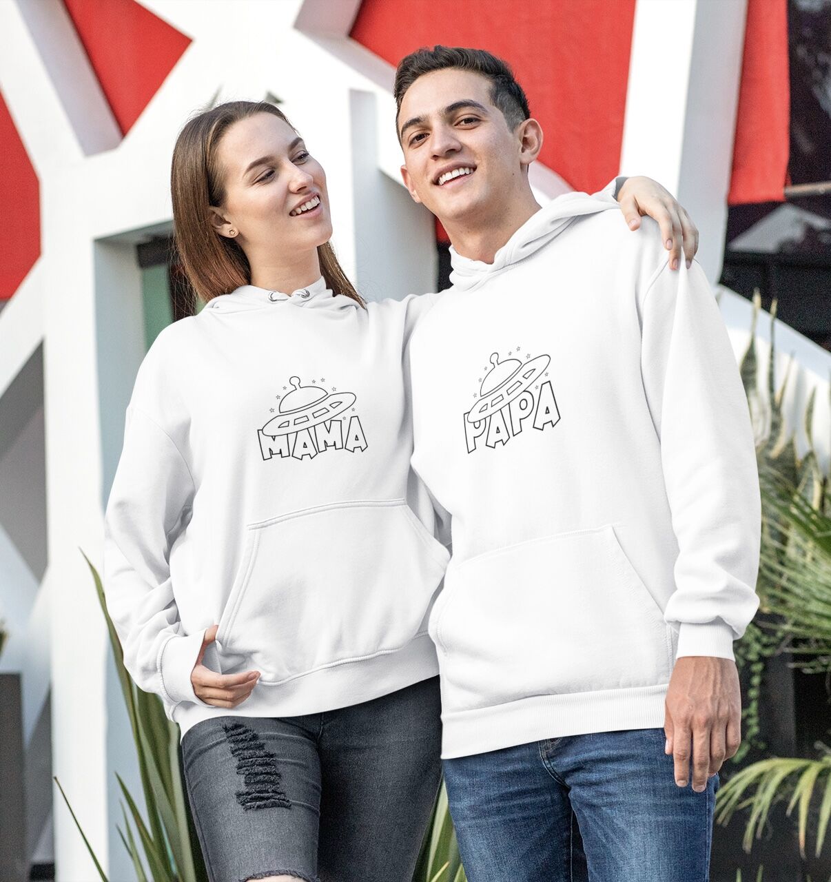 Spaceship Papa Family Collection Unisex Hoodie - Image 2