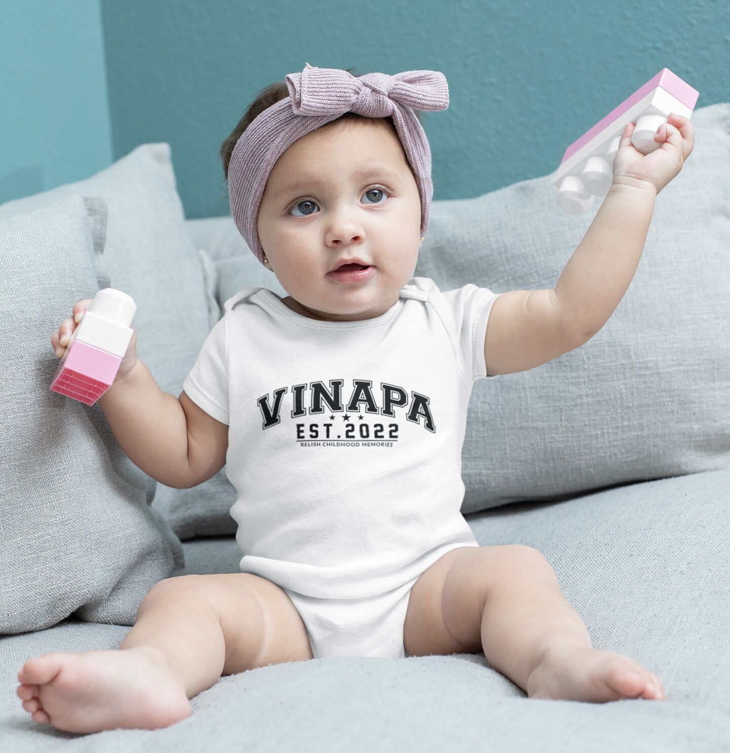 Vinapa Retro Custom Logo Print Baby Short Sleeve One Piece
