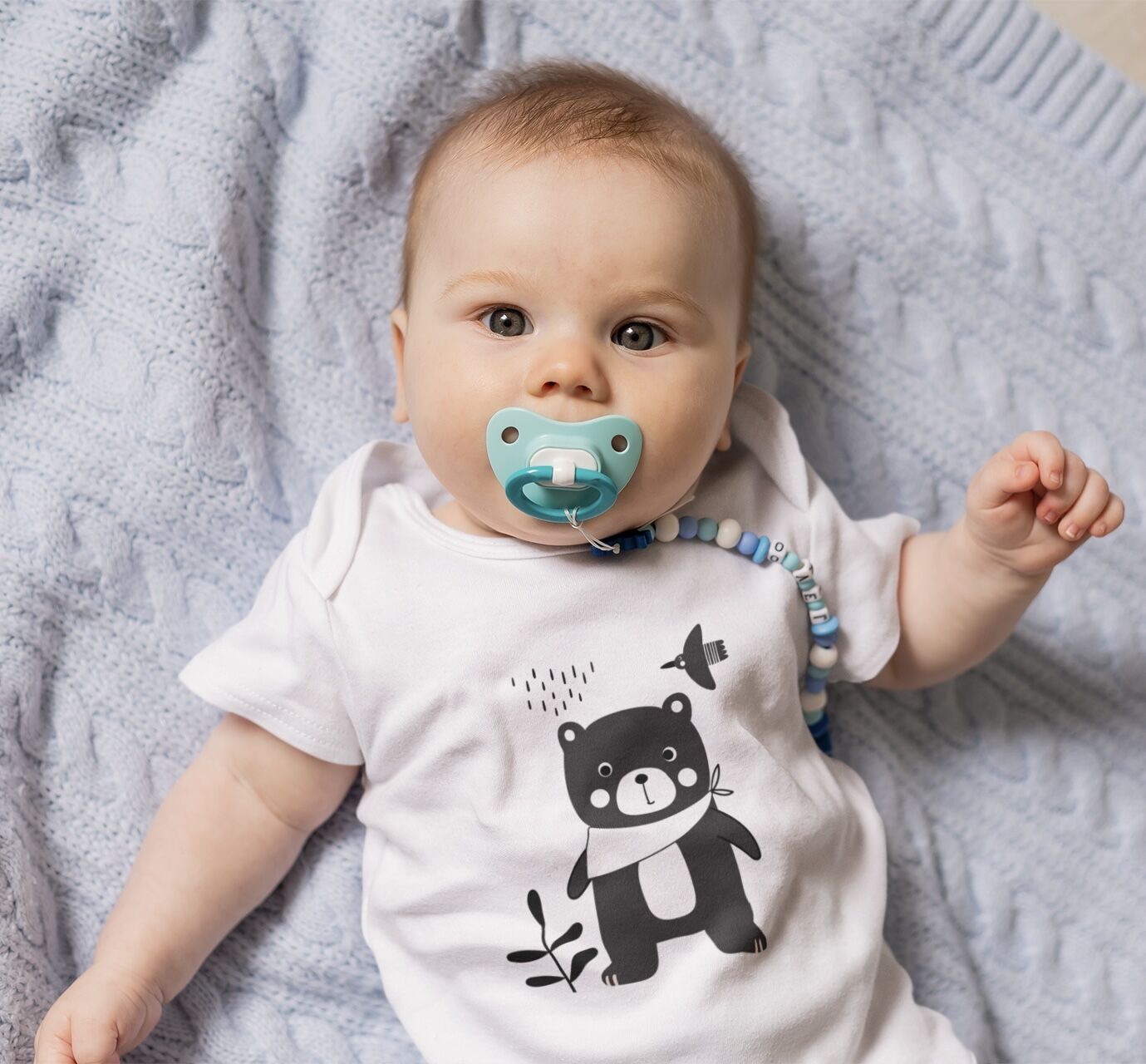 Cool And Serious Bear Baby Short Sleeve One Piece