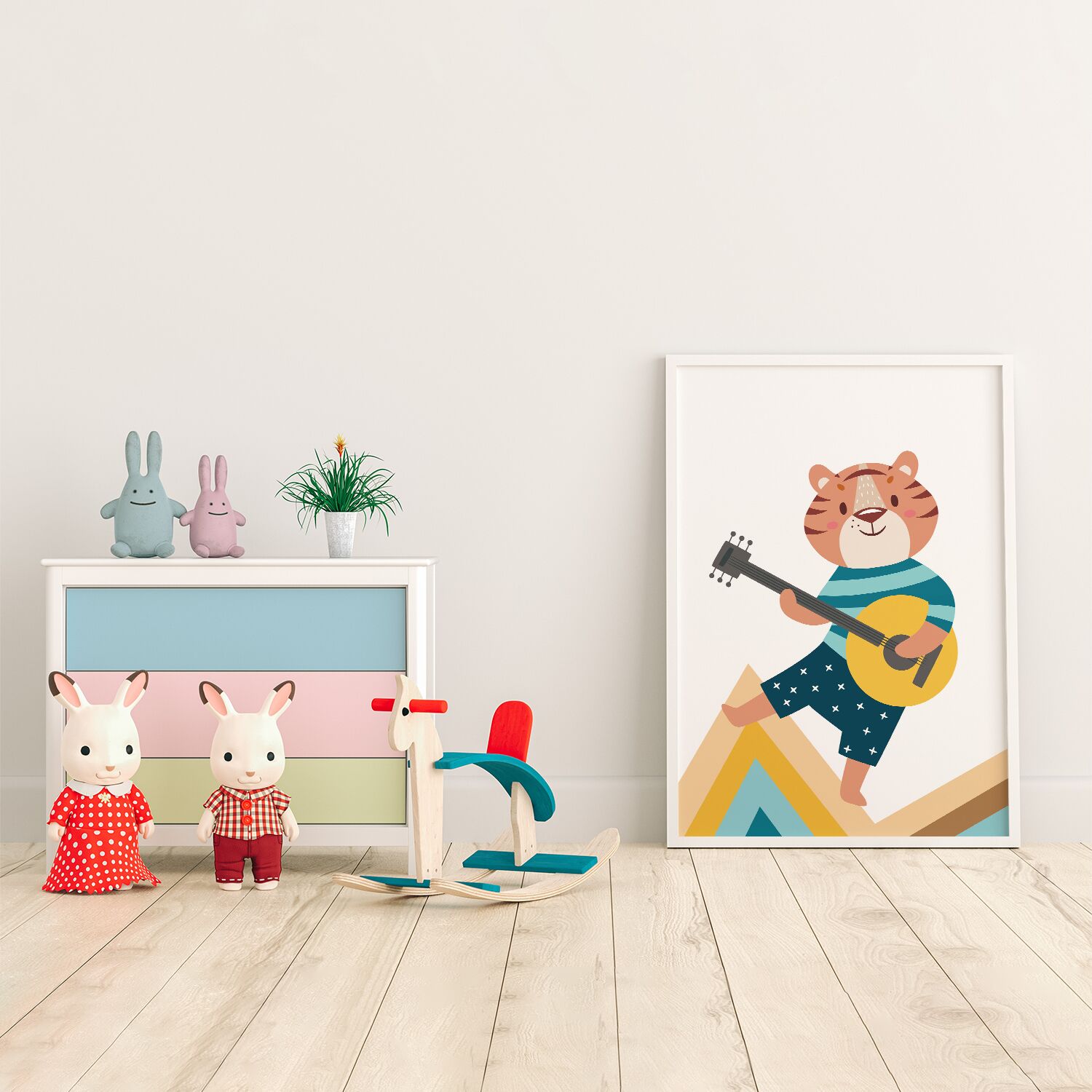 Toddlers Poster, With Tiger Playing a Guitar on T-Shirt and Short - Image 3