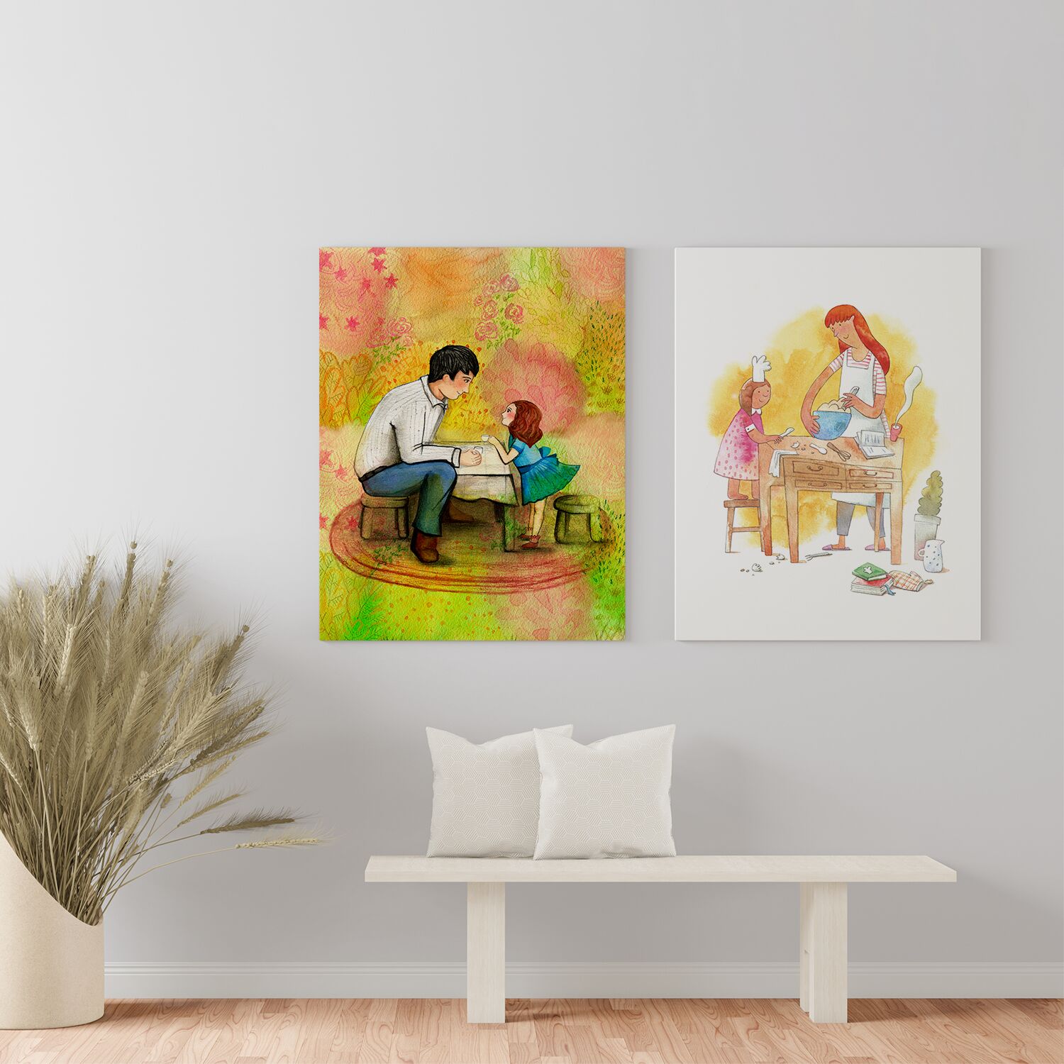 Dad And Daughter Having A Tea Together Wall Art For Girls, Premium Canvas - Image 4