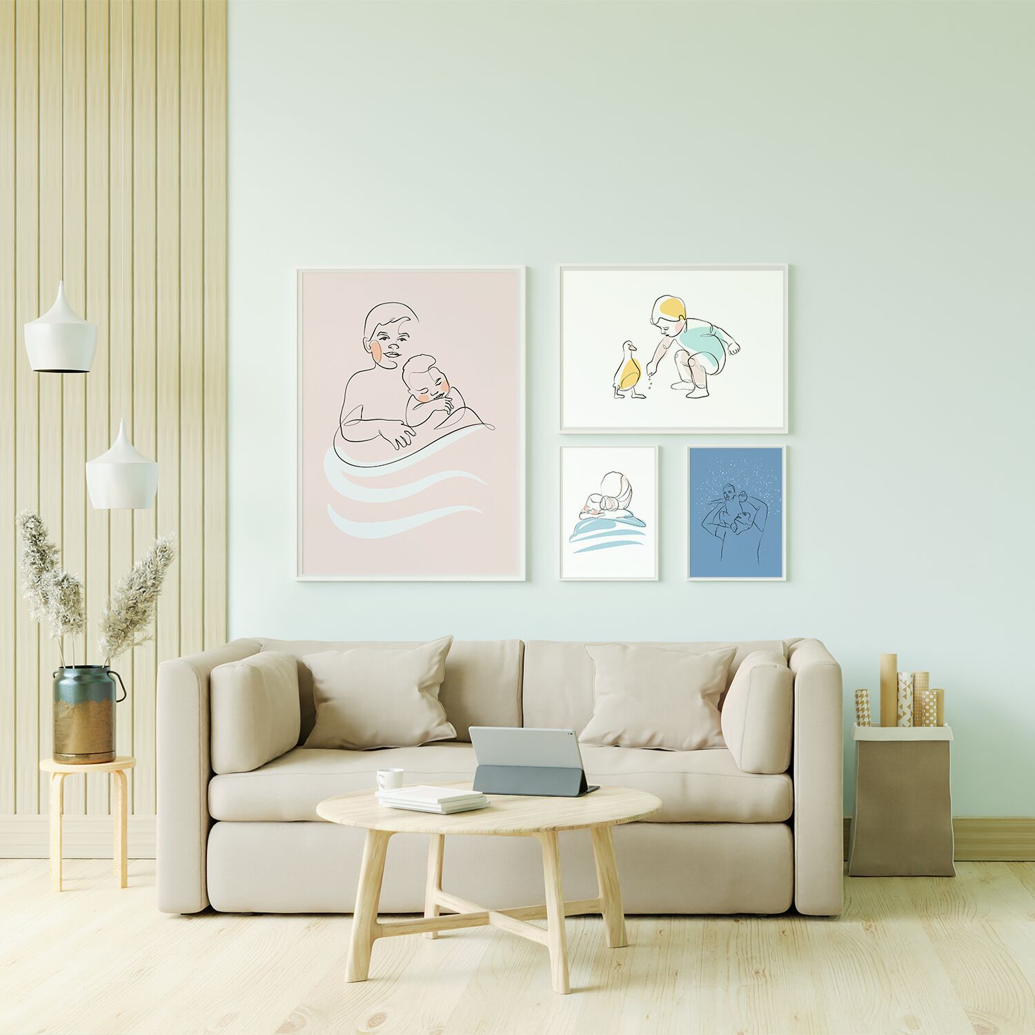 Little Boy Feeding His Bird Premium Matte Paper Wooden Framed Poster - Image 4