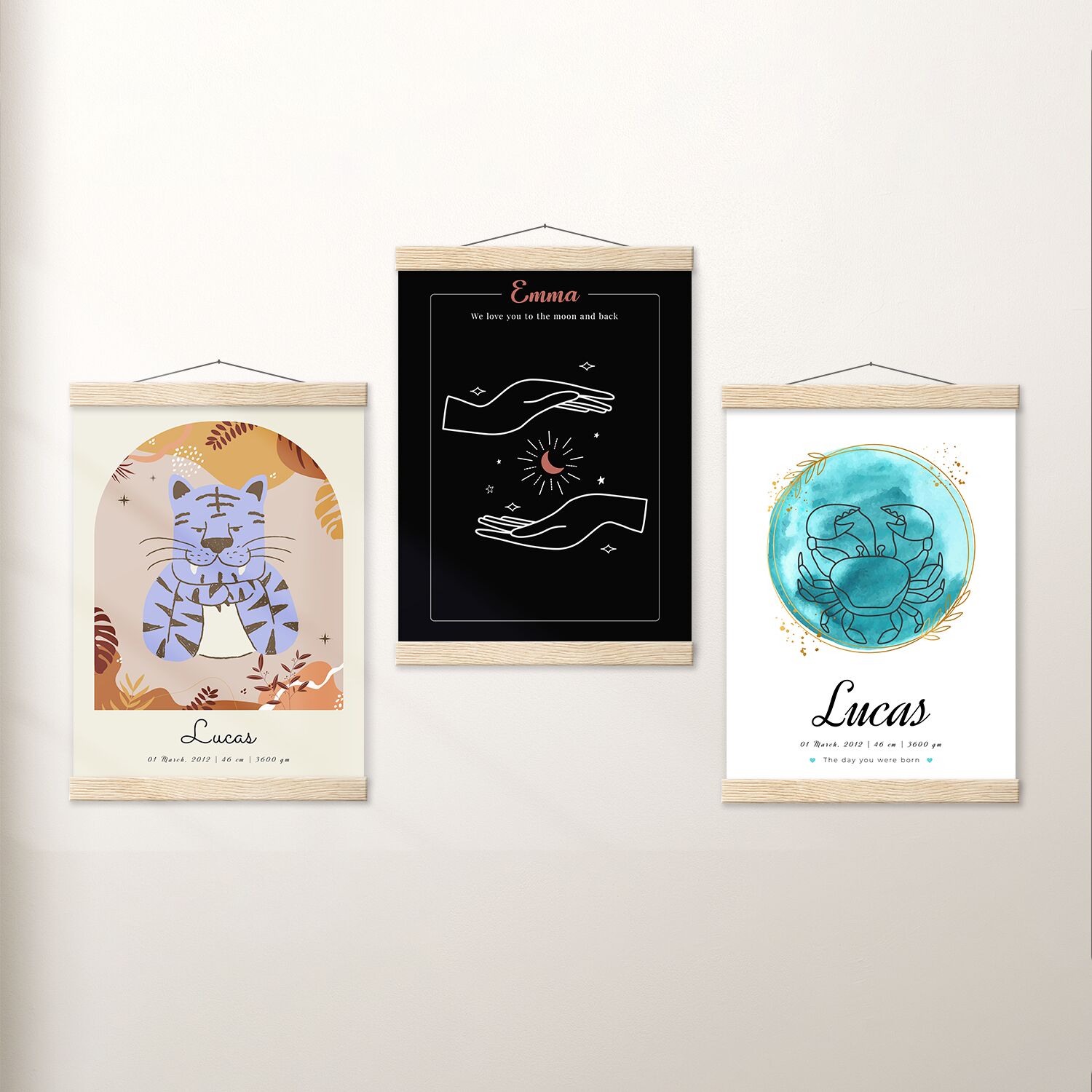 Personalized Cancer Zodiac Wall Art, Horoscope Sign Wall Poster with Hanger - Image 4