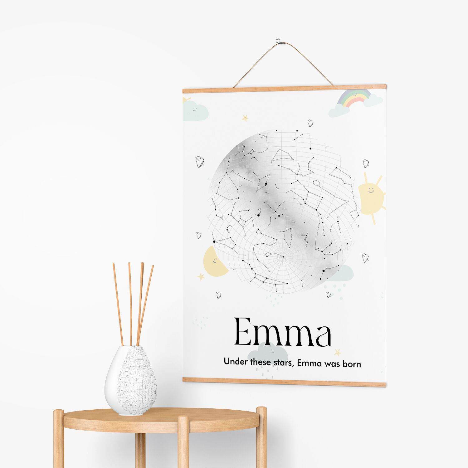 Custom Birthday Gift Star Light Globe Poster with Hanger |Under the Stars Gift Poster for Little One - Image 2