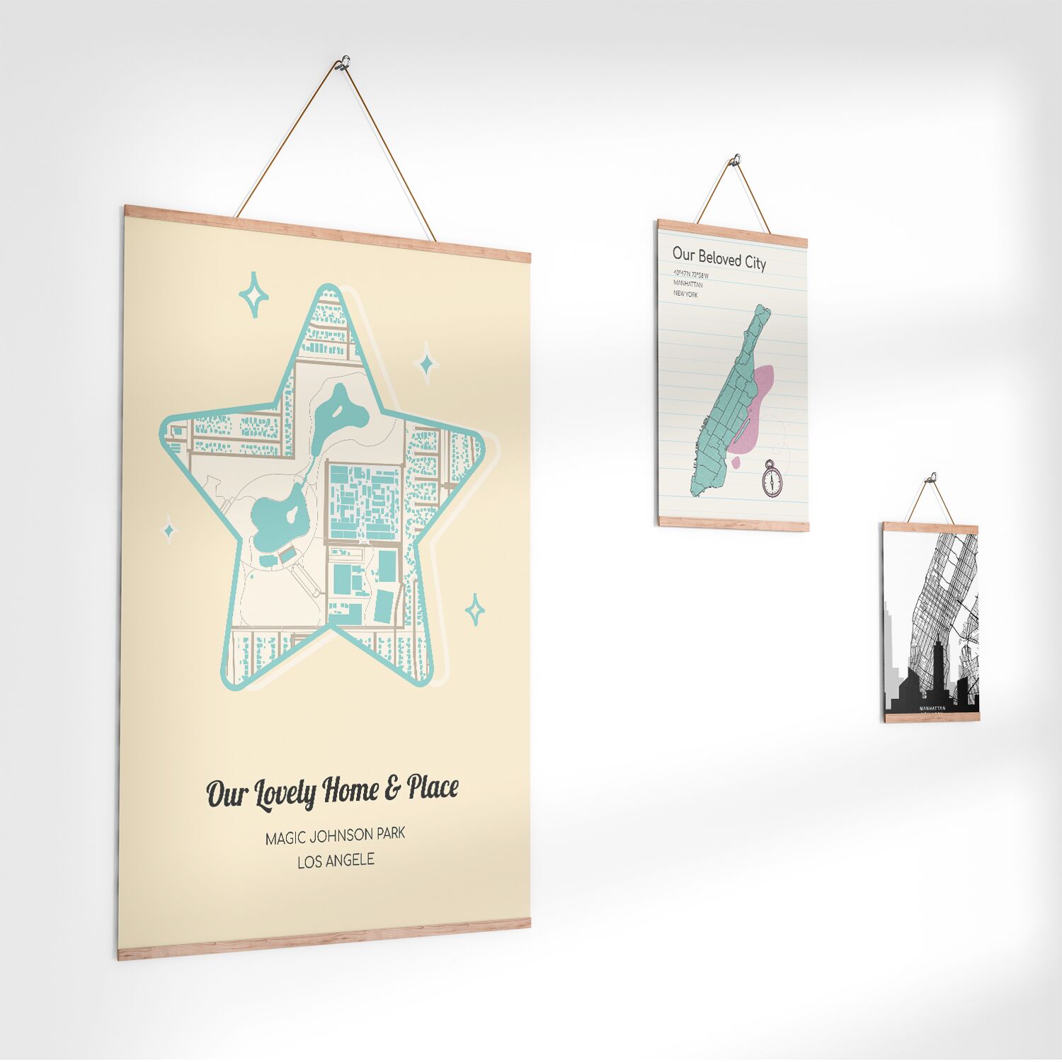 Magic Johnson Park Los Angeles Map Wall Poster with Hangers - Image 3