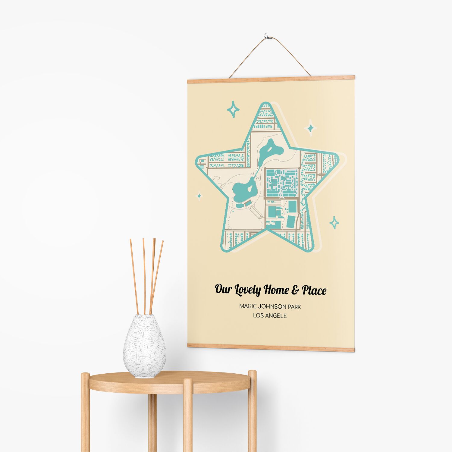 Magic Johnson Park Los Angeles Map Wall Poster with Hangers - Image 2