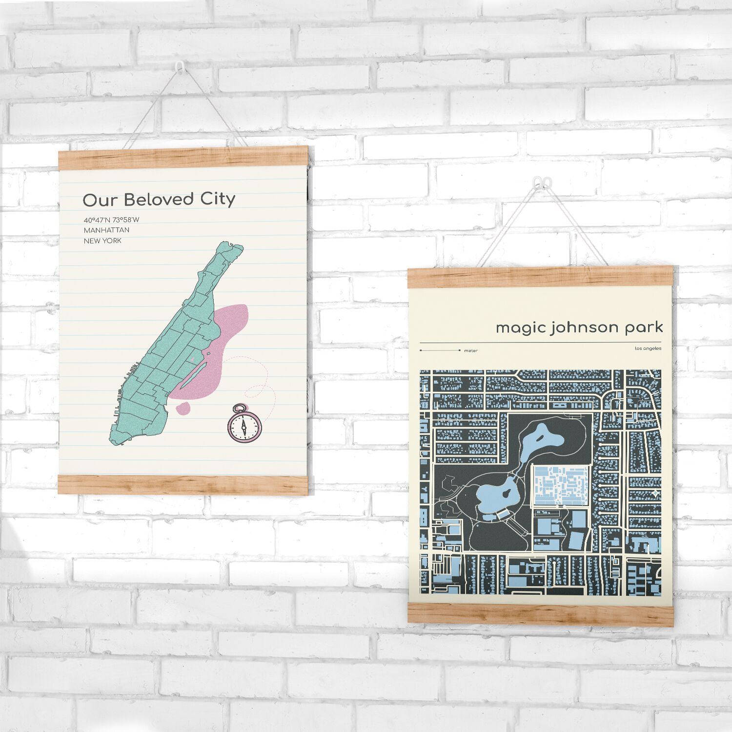 Manhattan Map Wall Poster with Hangers - Full - Image 4