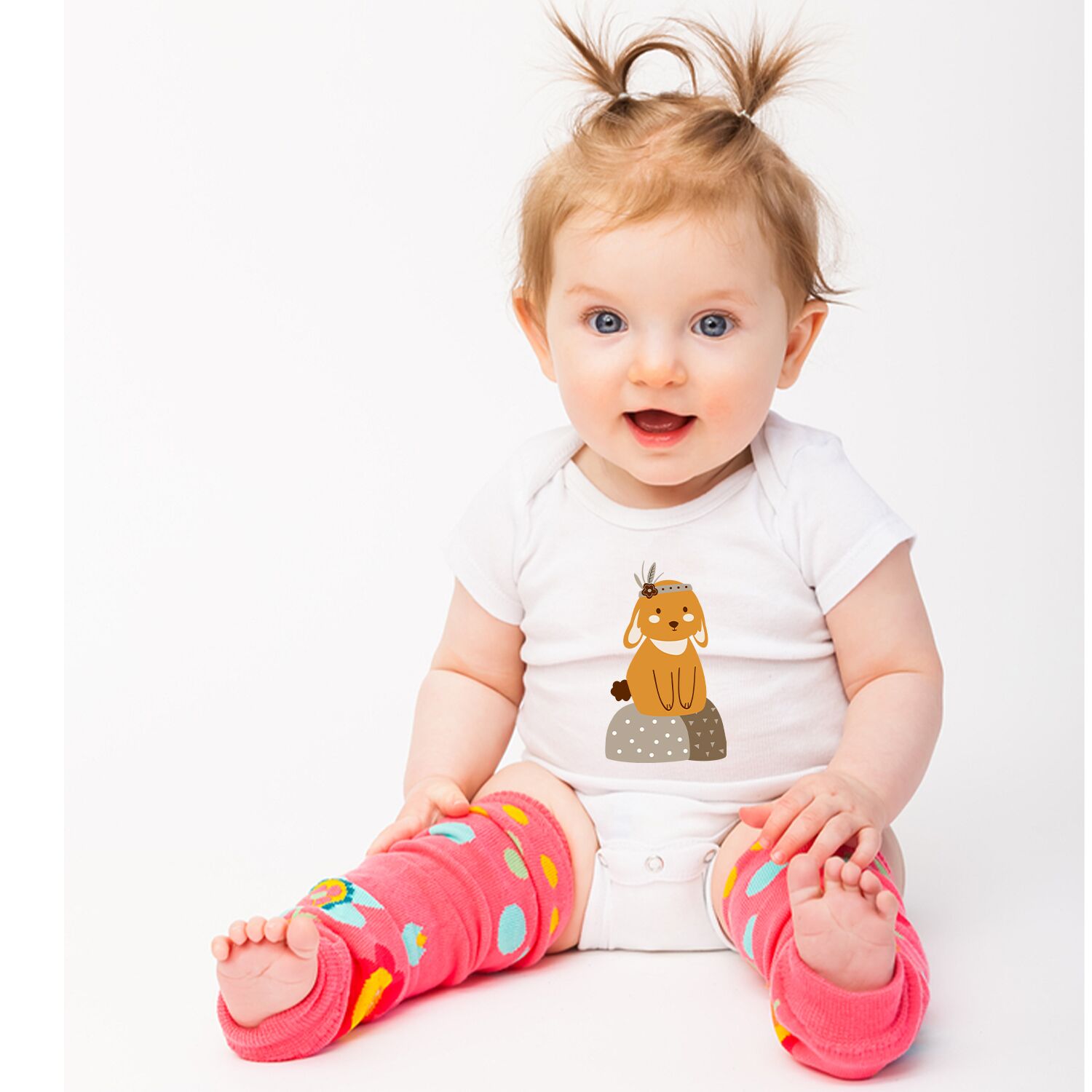 Cute Rabbit Sitting On A Stone Baby Short Sleeve One Piece - Image 2