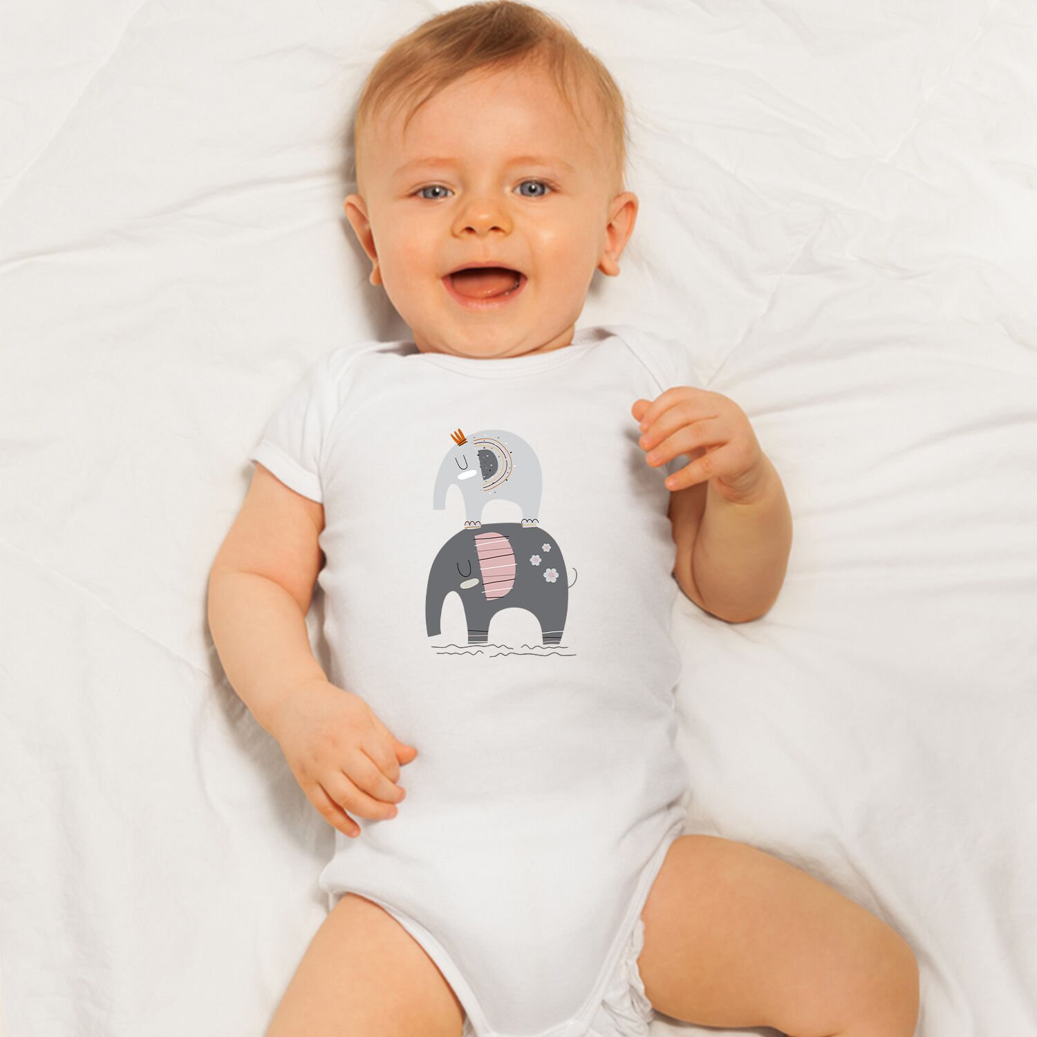Elephant family Baby short sleeve one piece - Image 3