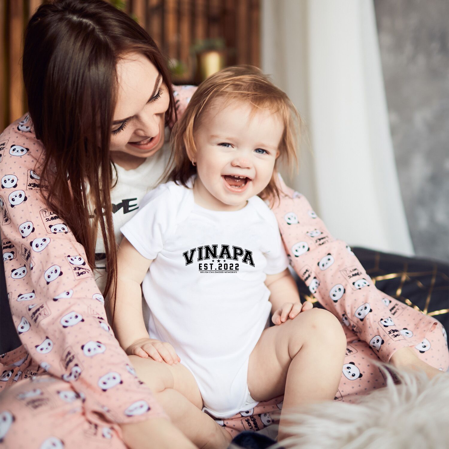 Vinapa Retro Custom Logo Print Baby Short Sleeve One Piece - Image 4