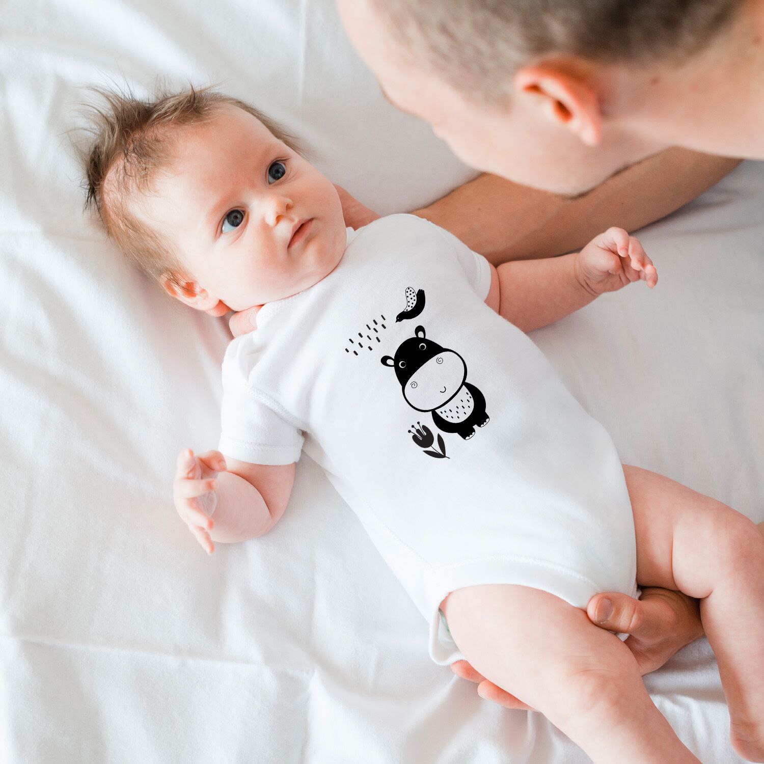 Happy Hippo Baby Short Sleeve One Piece - Image 3