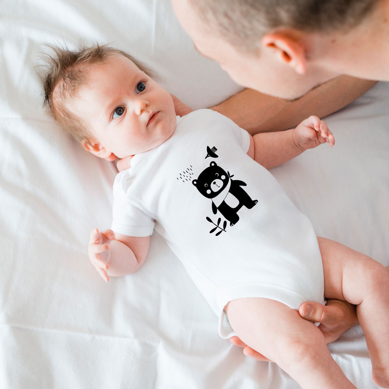 Cool And Serious Bear Baby Short Sleeve One Piece - Image 3