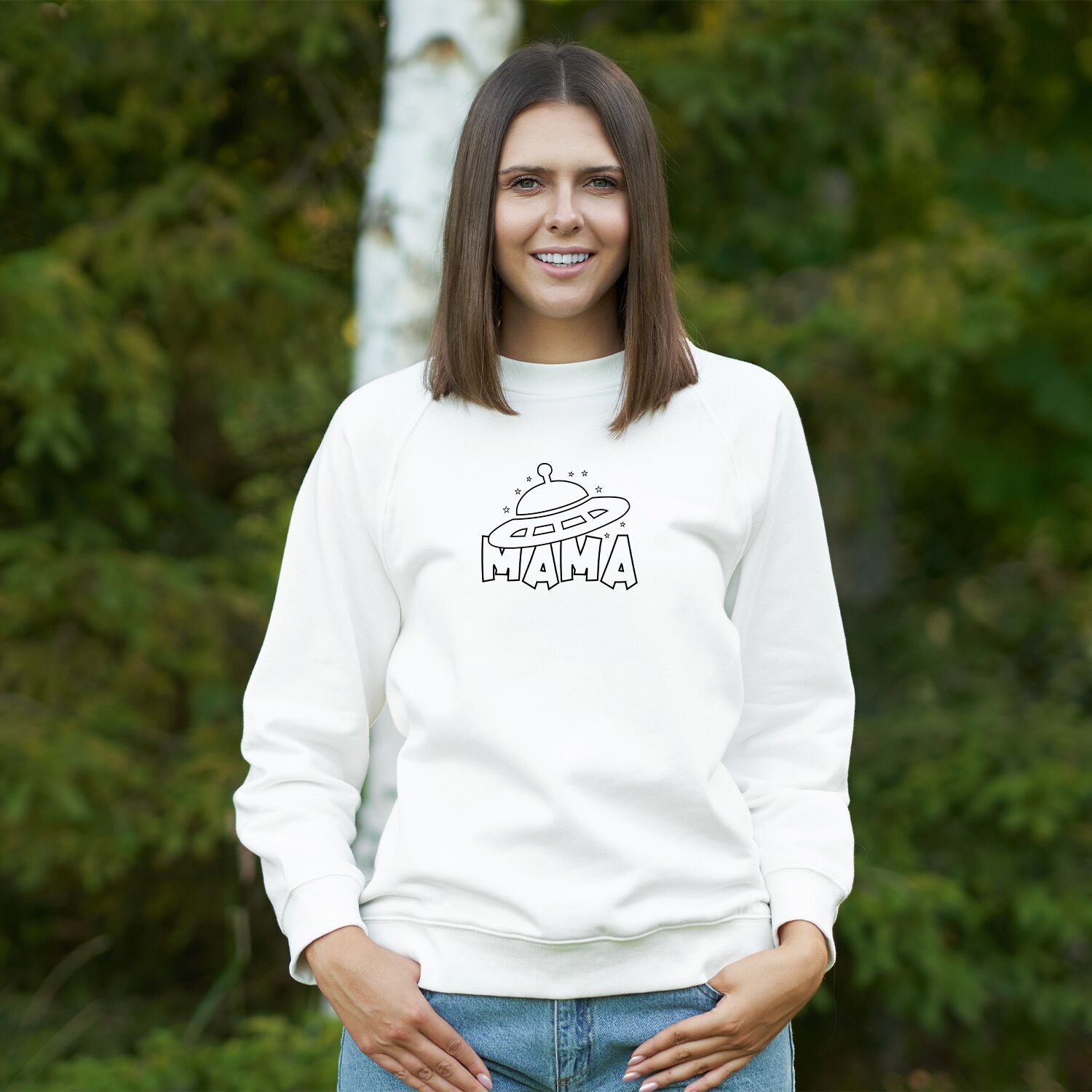 Mama Spaceship Cute Vector Unisex Sweatshirt - Image 3