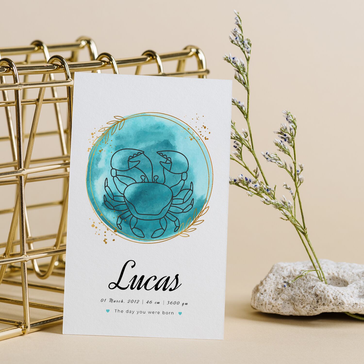 Personalized Cancer Zodiac Wall Art, Horoscope Sign Wall Poster with Hanger - Image 3